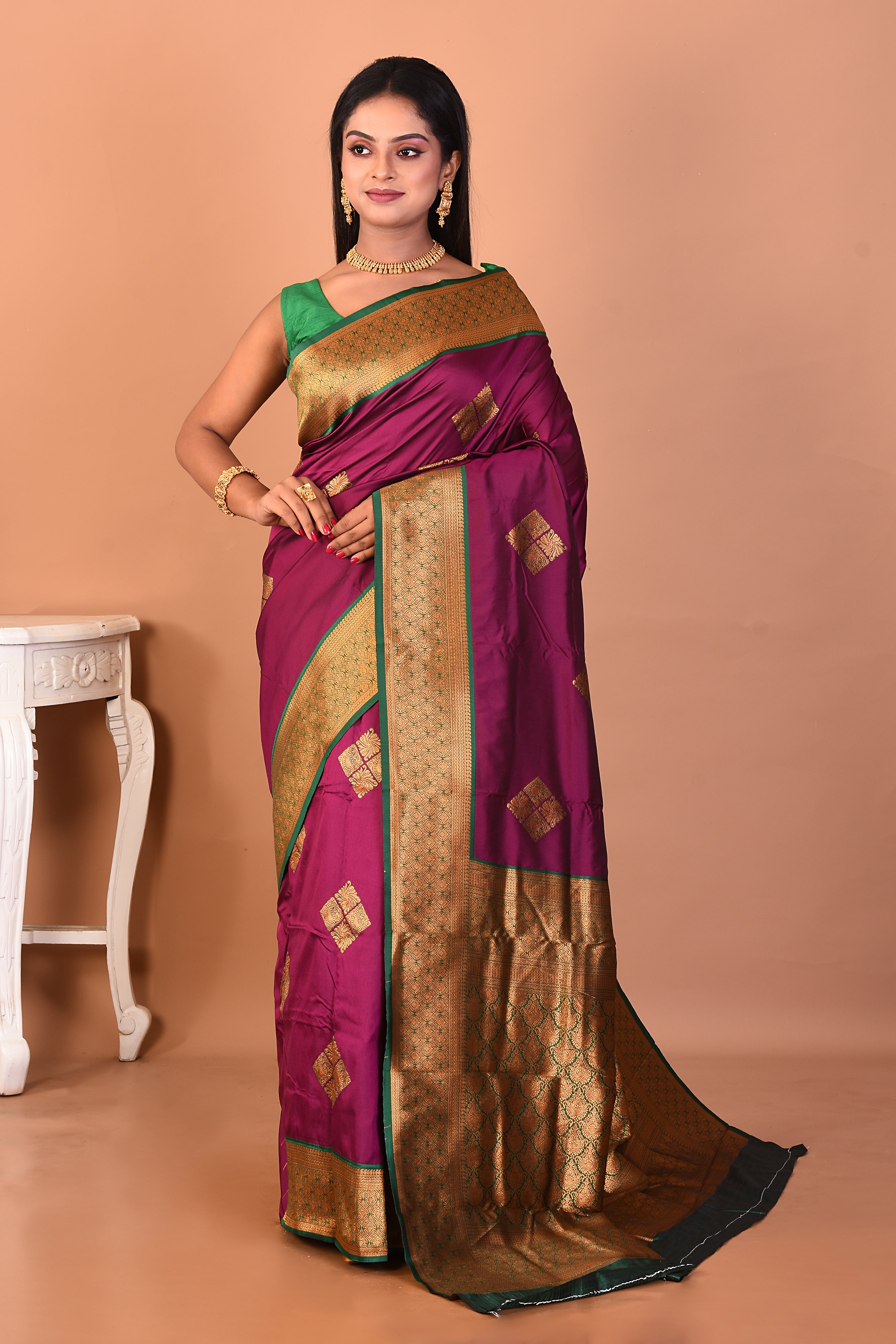 Purple Mushroo Silk Saree - Keya Seth Exclusive