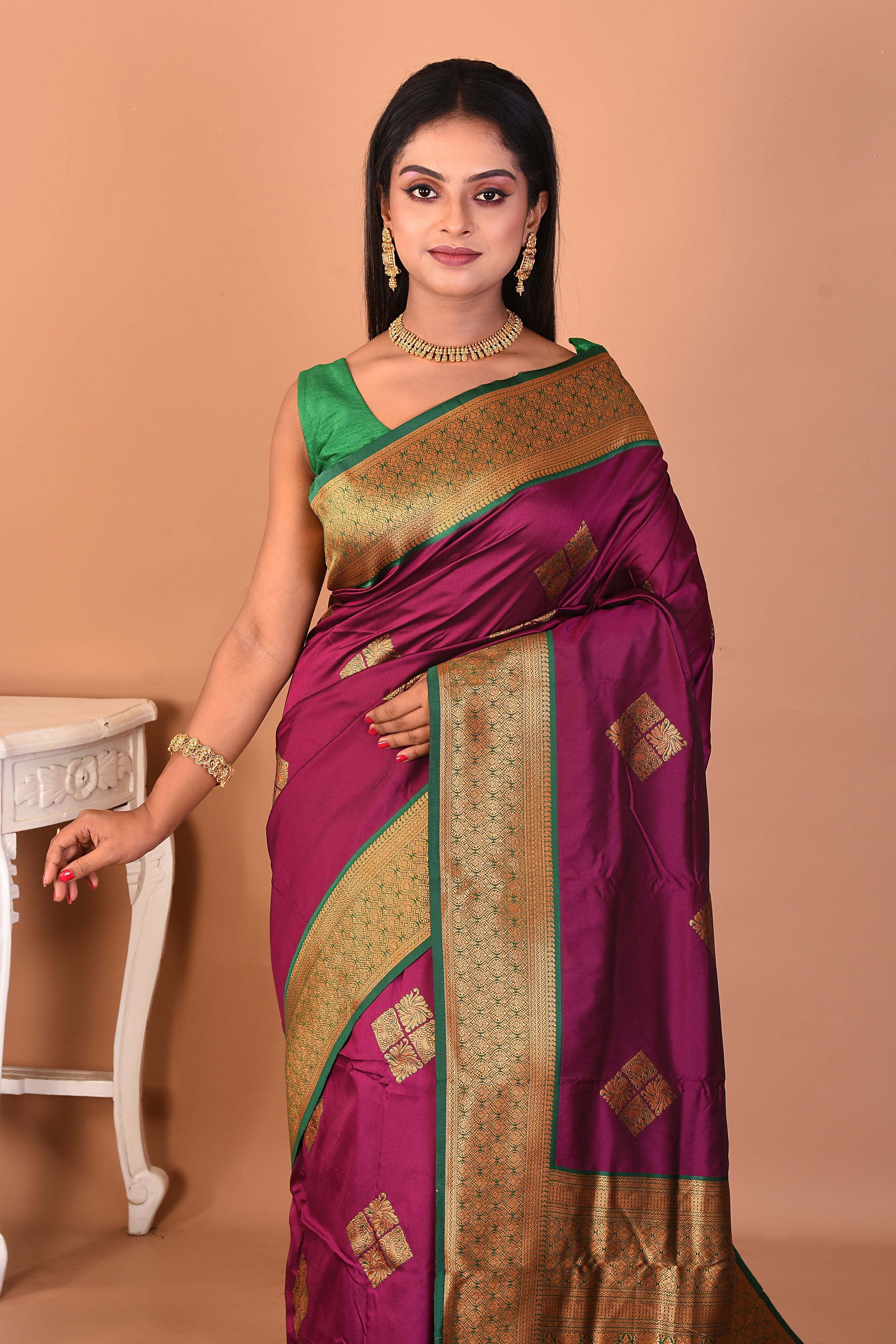 Purple Mushroo Silk Saree - Keya Seth Exclusive