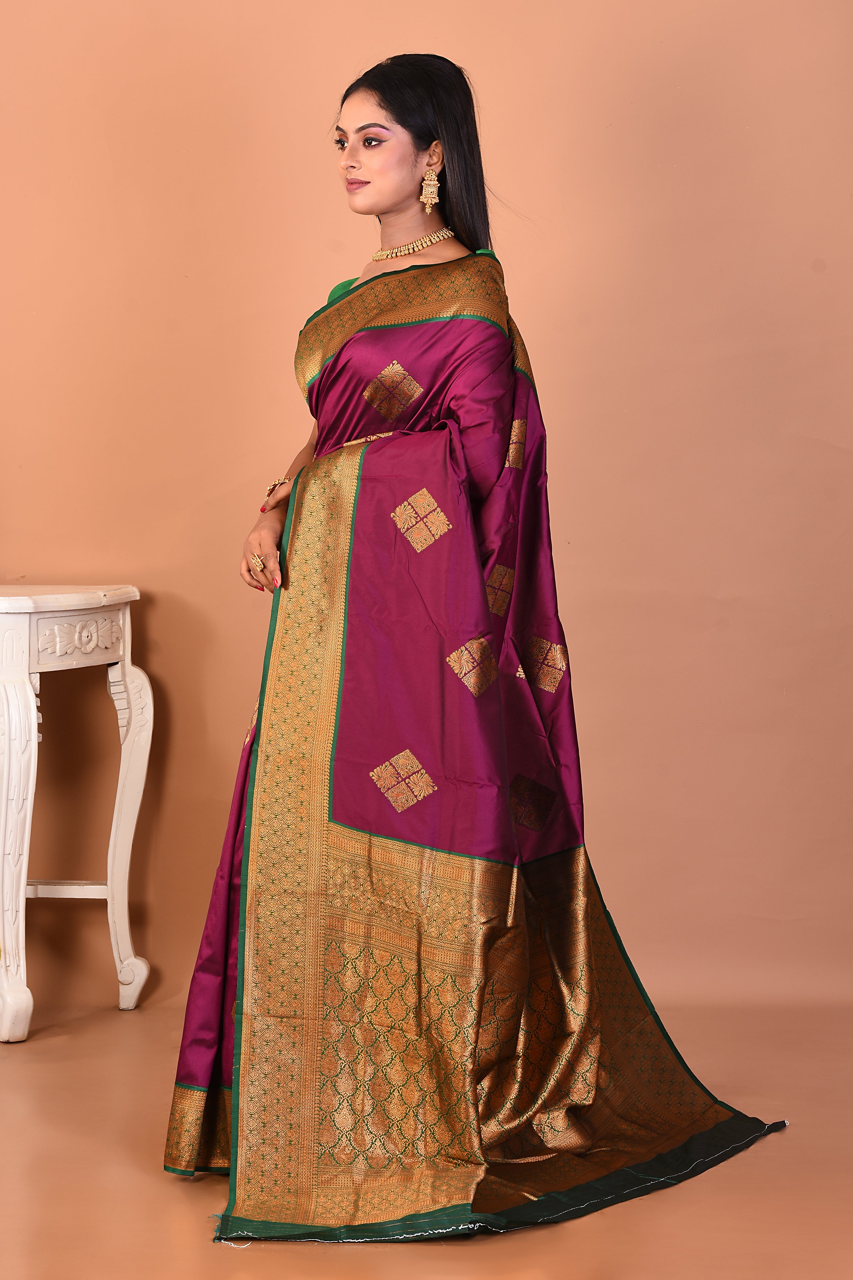 Purple Mushroo Silk Saree - Keya Seth Exclusive