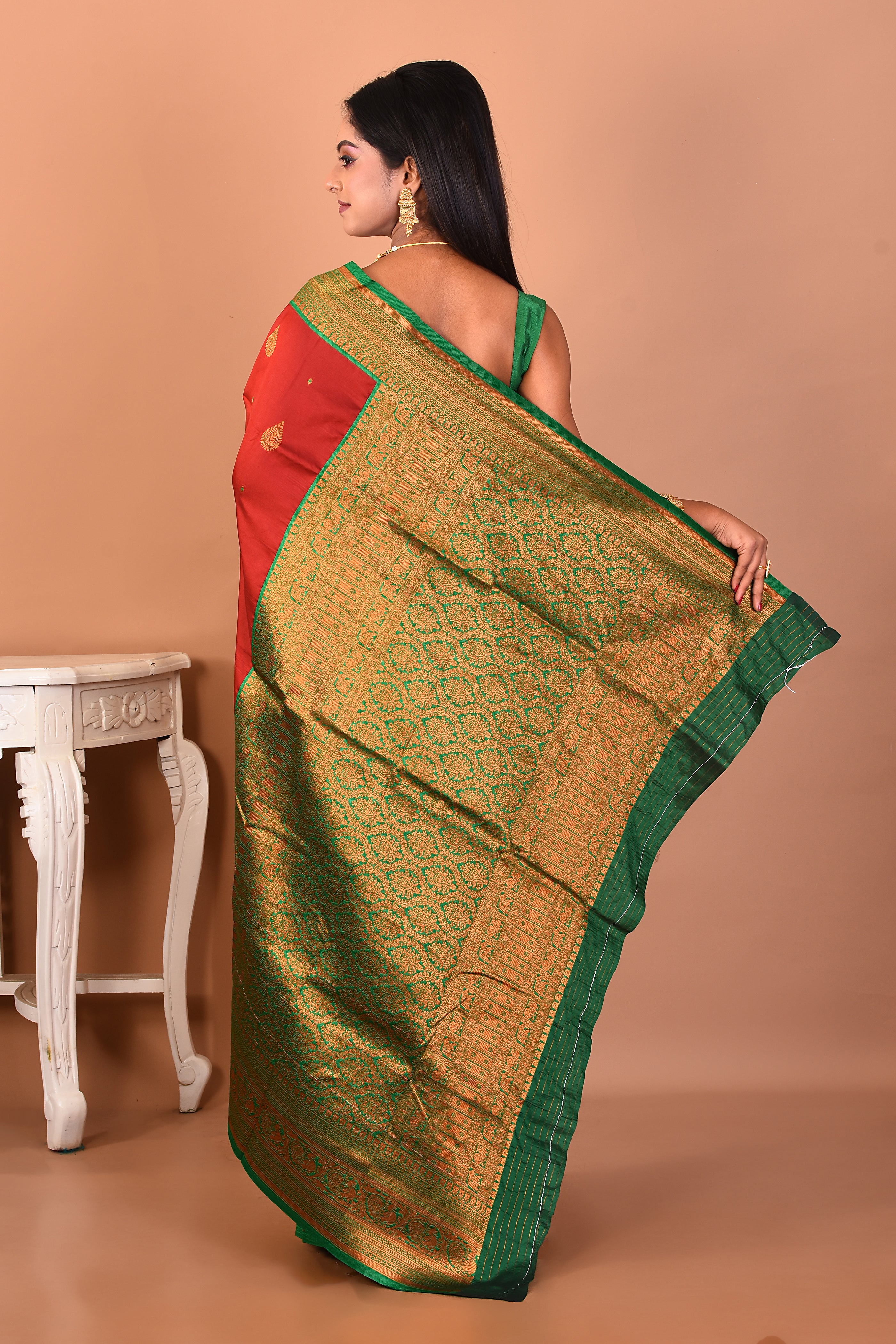 Maroon Blended Katan Silk Saree - Keya Seth Exclusive