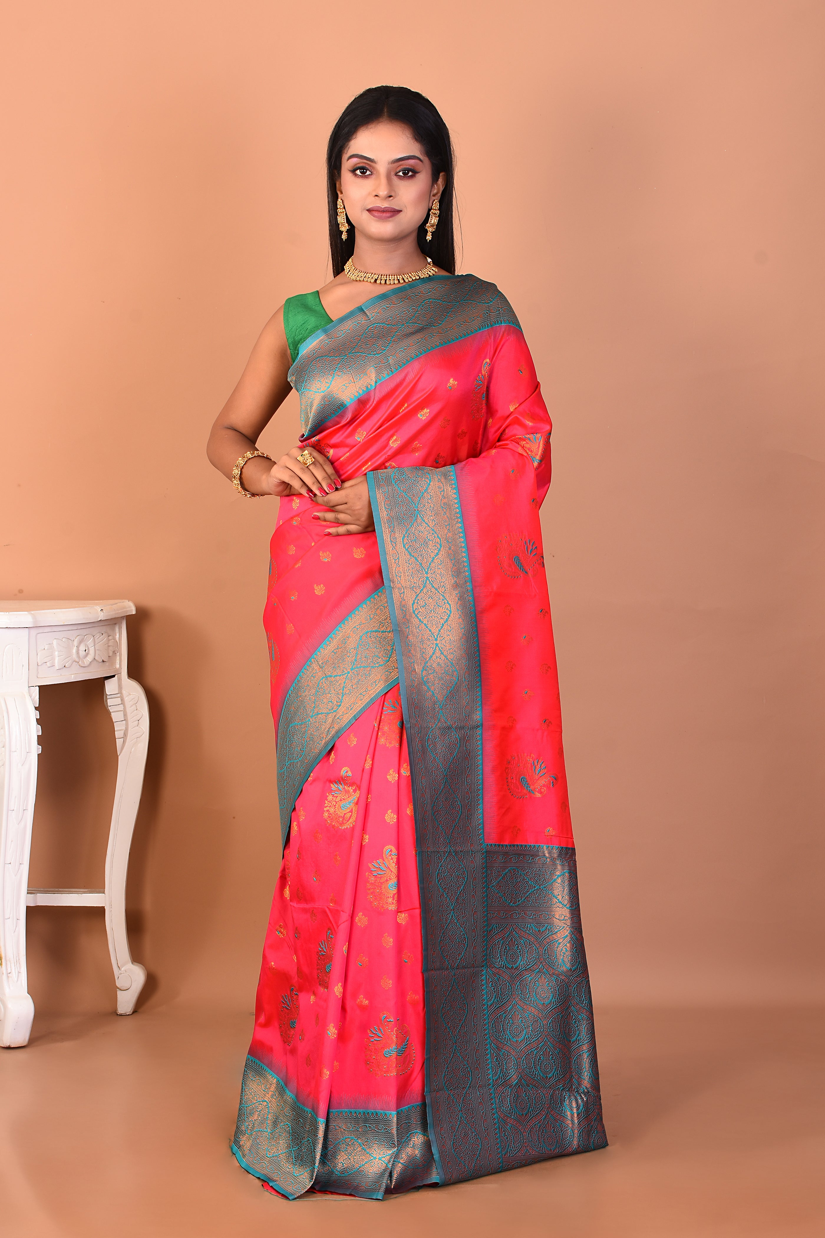 Pink Blended Katan Silk Saree - Keya Seth Exclusive