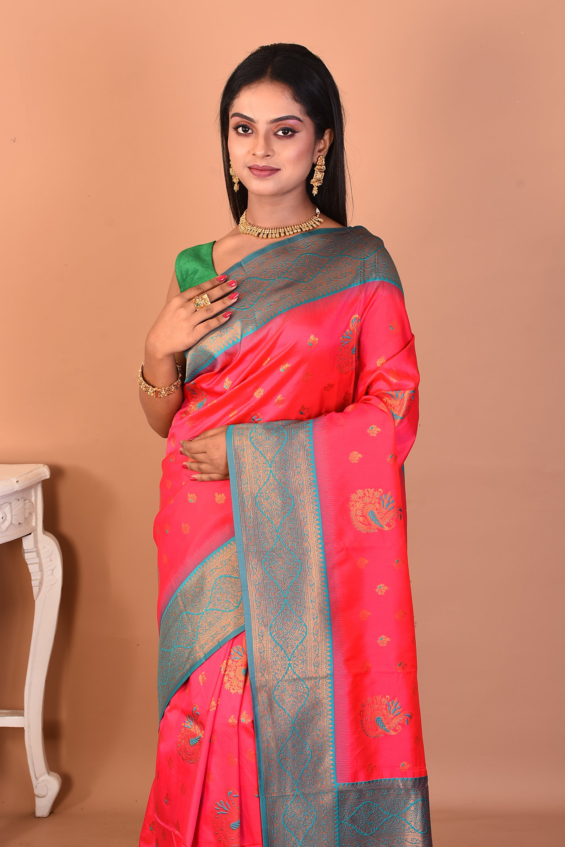 Pink Blended Katan Silk Saree - Keya Seth Exclusive