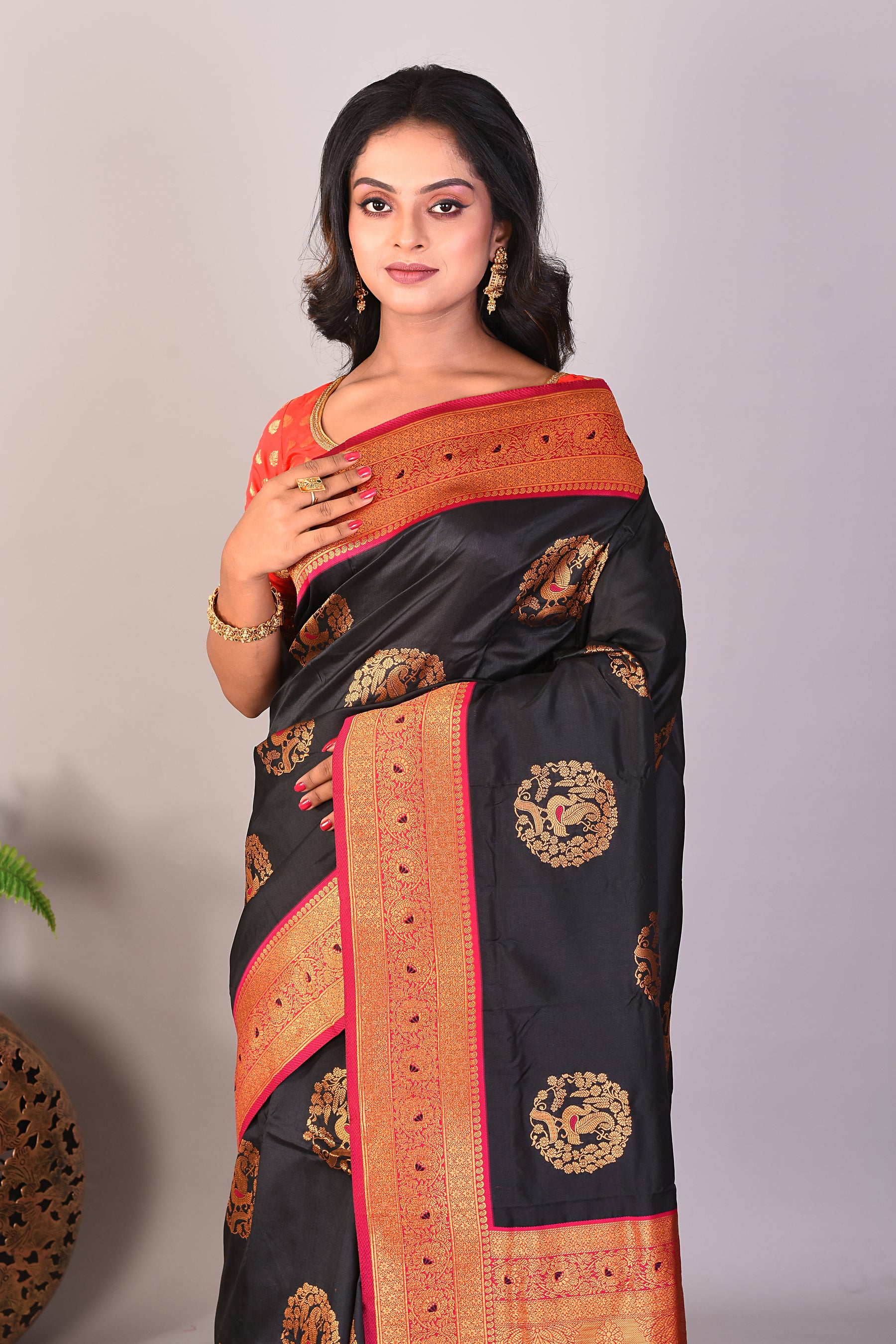 Black Blended Katan Silk Saree - Keya Seth Exclusive