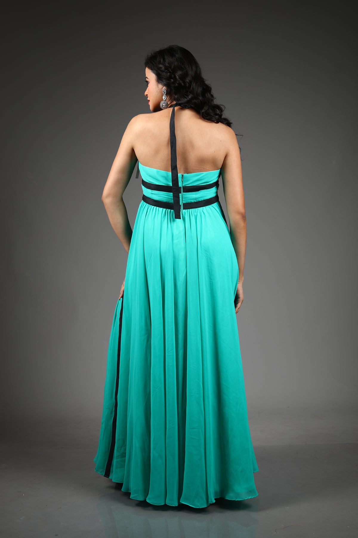 Sea Green Georgette Long Gown