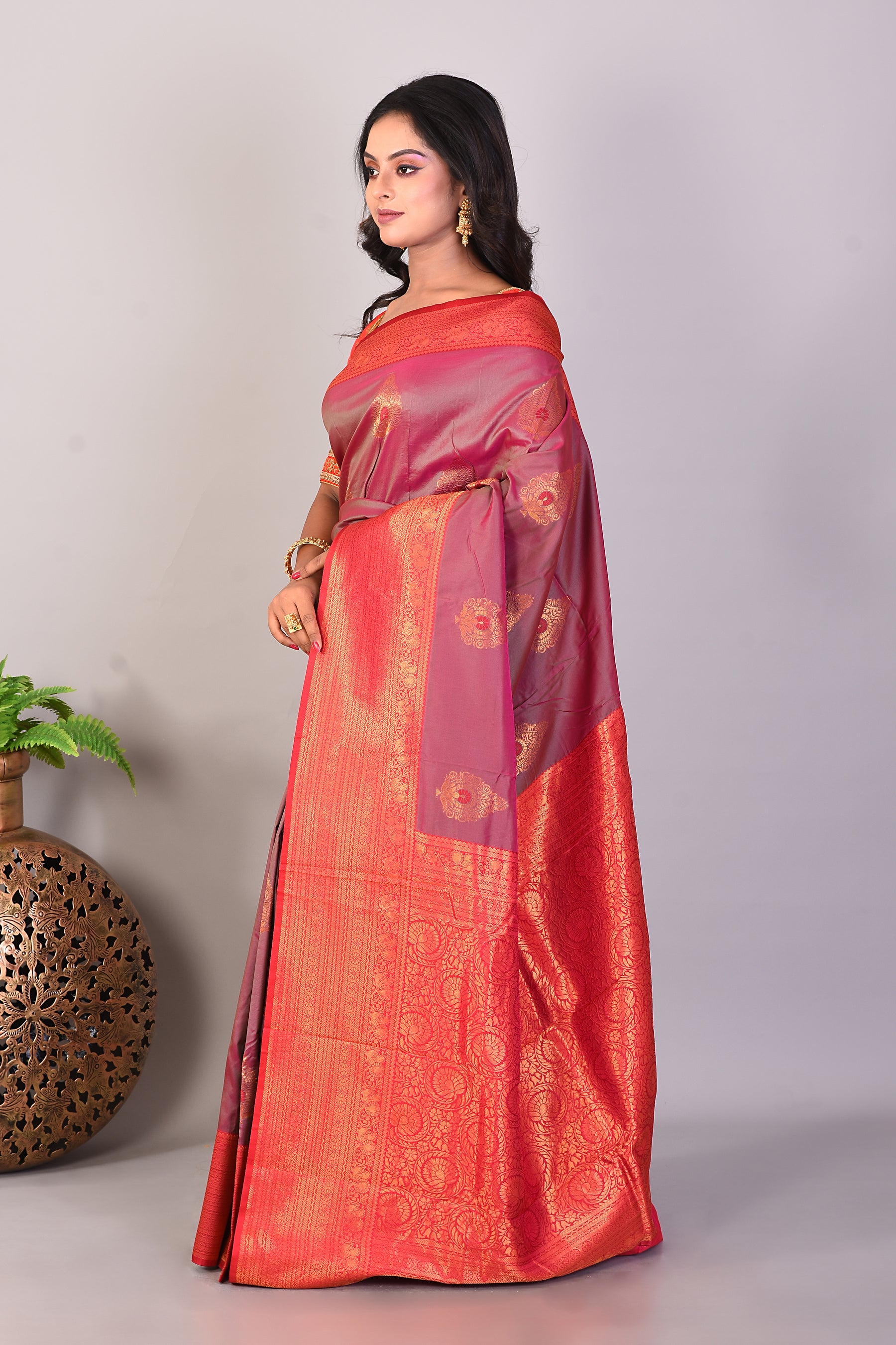 Dual Tone Pink Blended Katan Silk Saree - Keya Seth Exclusive