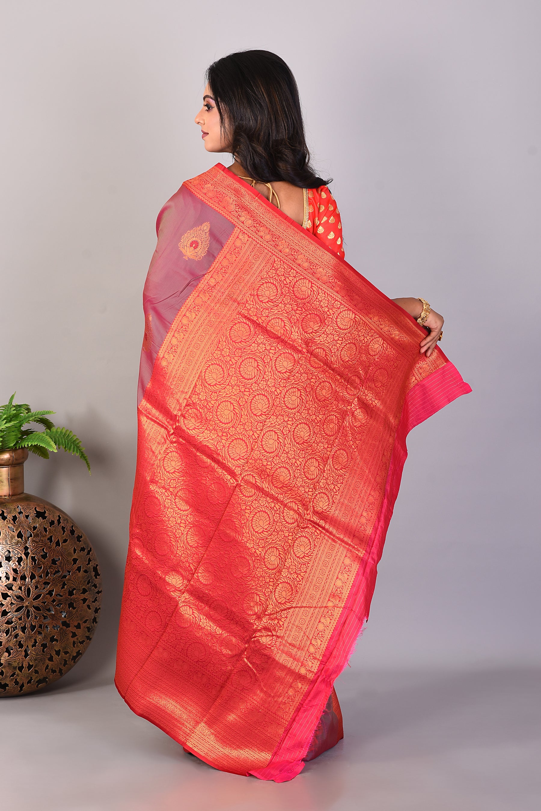 Dual Tone Pink Blended Katan Silk Saree - Keya Seth Exclusive