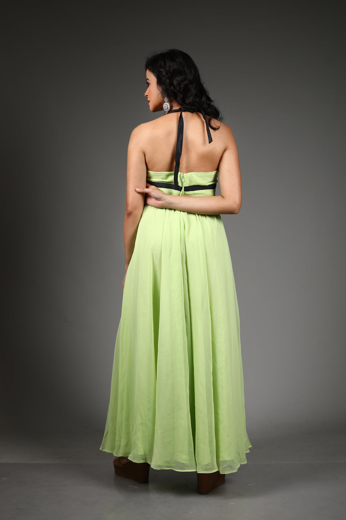 Light Green Georgette Long Gown