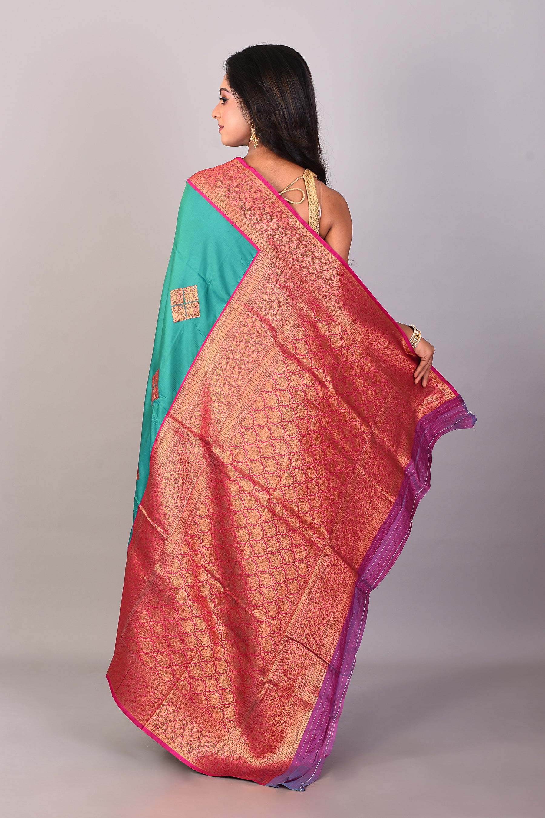 Rama Green Mushroo Silk Saree - Keya Seth Exclusive