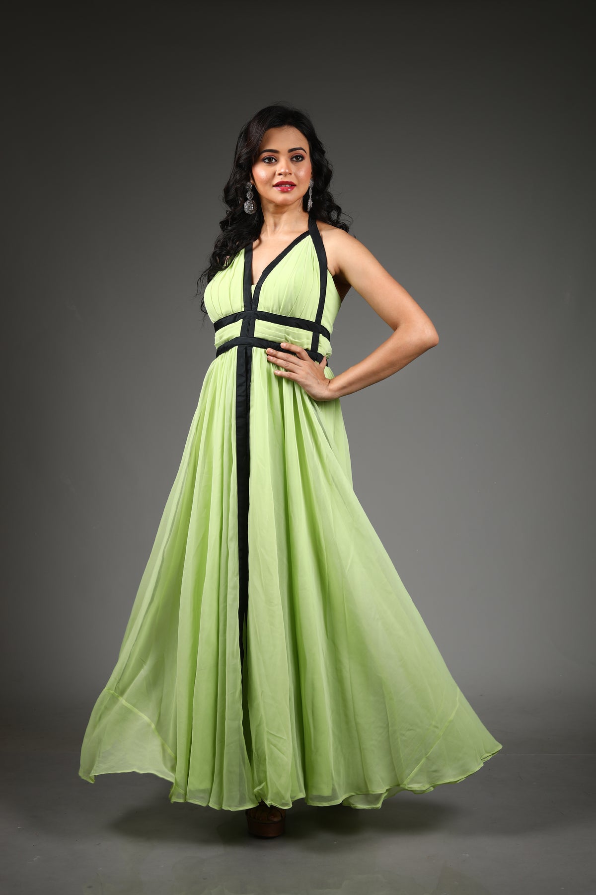 Light Green Georgette Long Gown