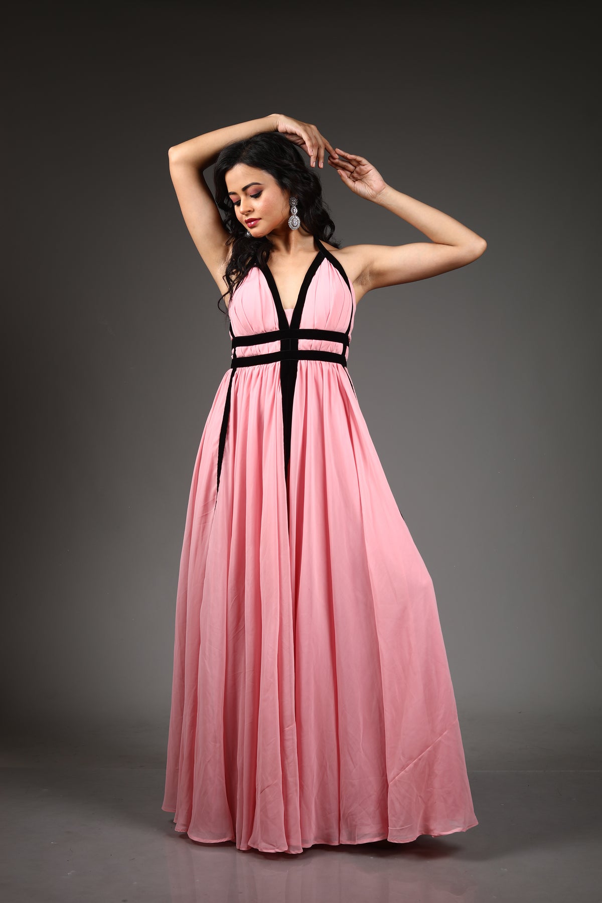 Baby Pink Georgette Long Gown