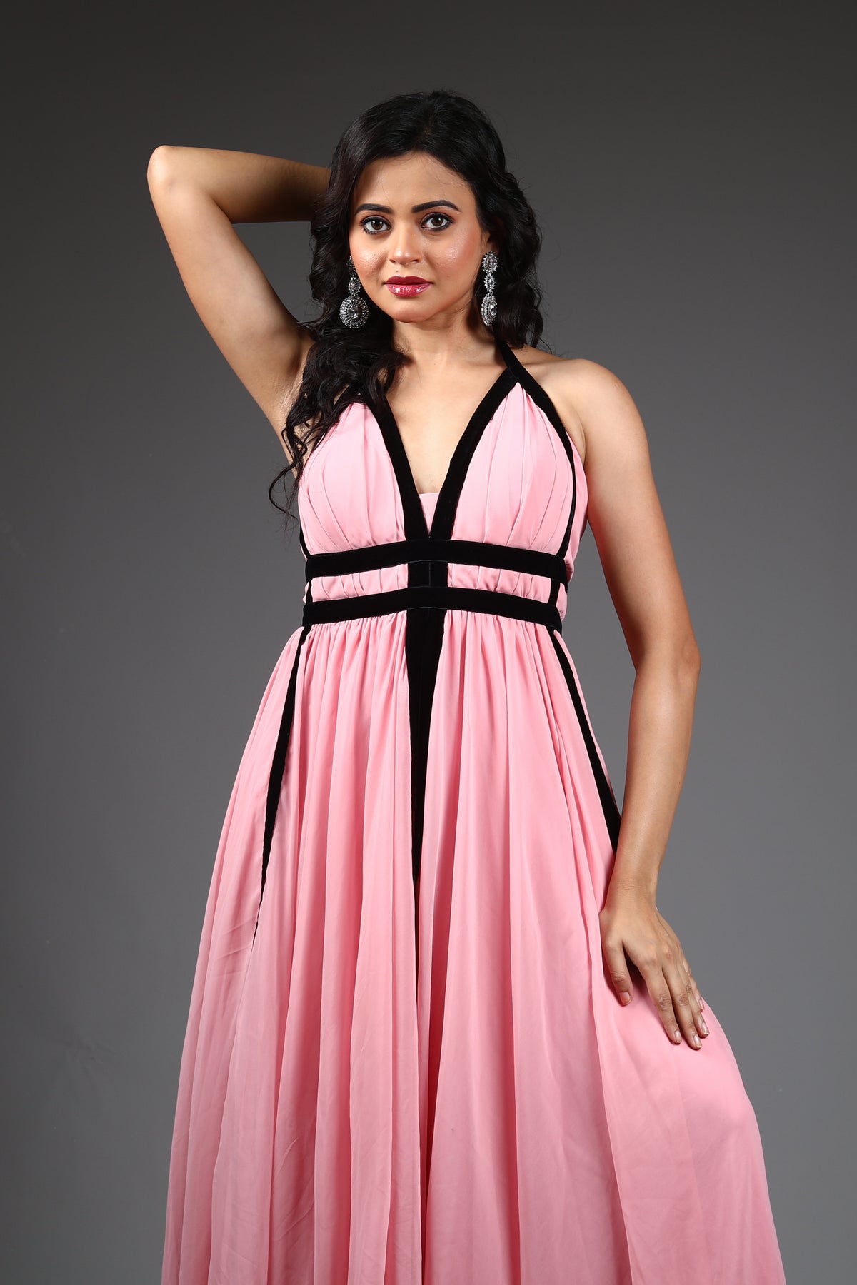 Baby Pink Georgette Long Gown