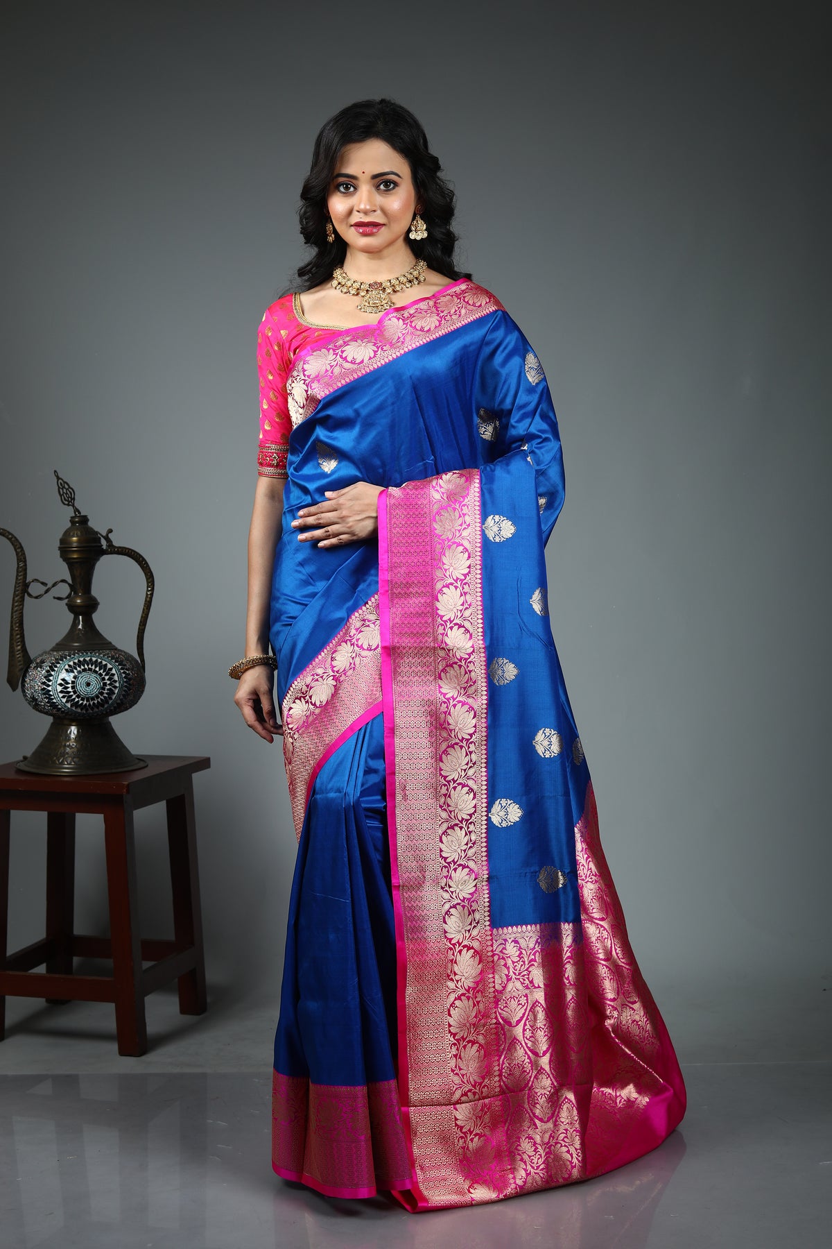 Royal Blue Pure Katan Silk Saree