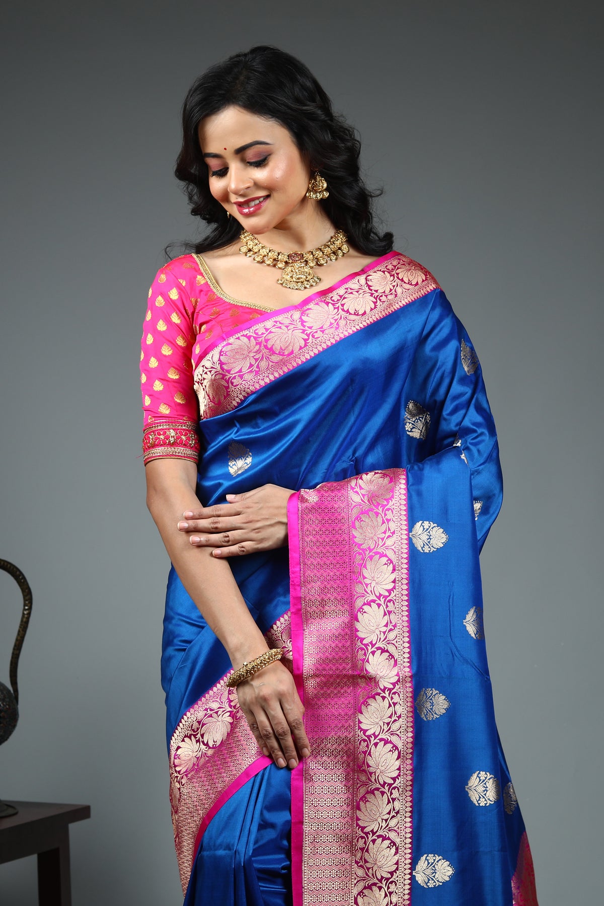 Royal Blue Pure Katan Silk Saree