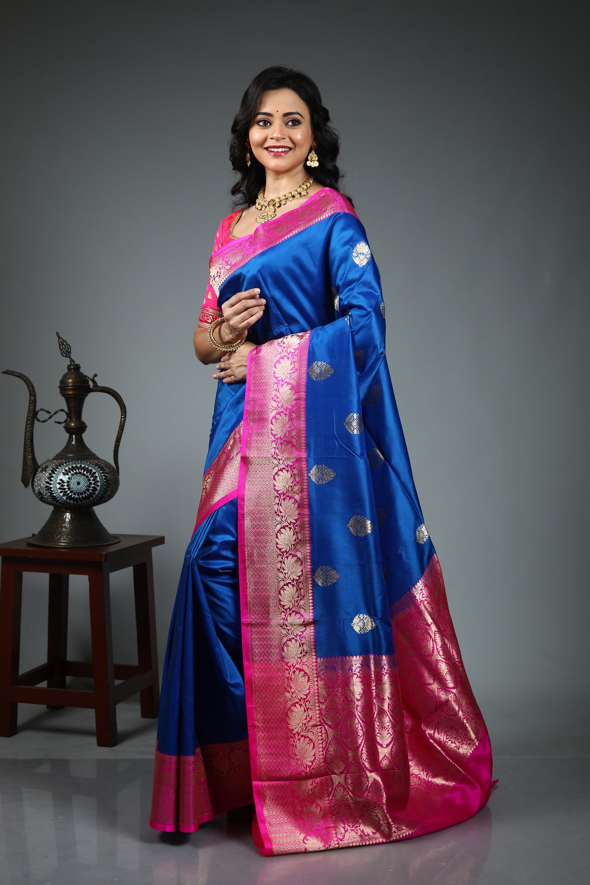 Royal Blue Pure Katan Silk Saree