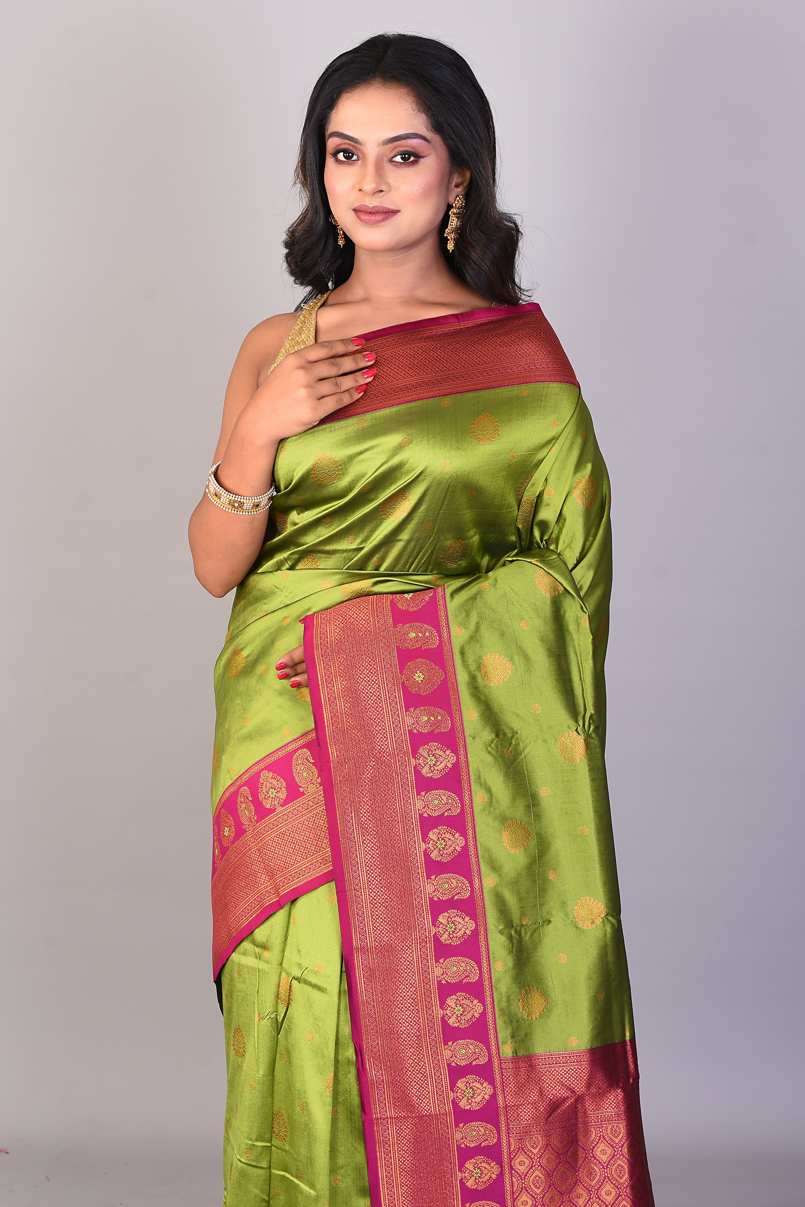 Green Mushroo Silk Saree - Keya Seth Exclusive
