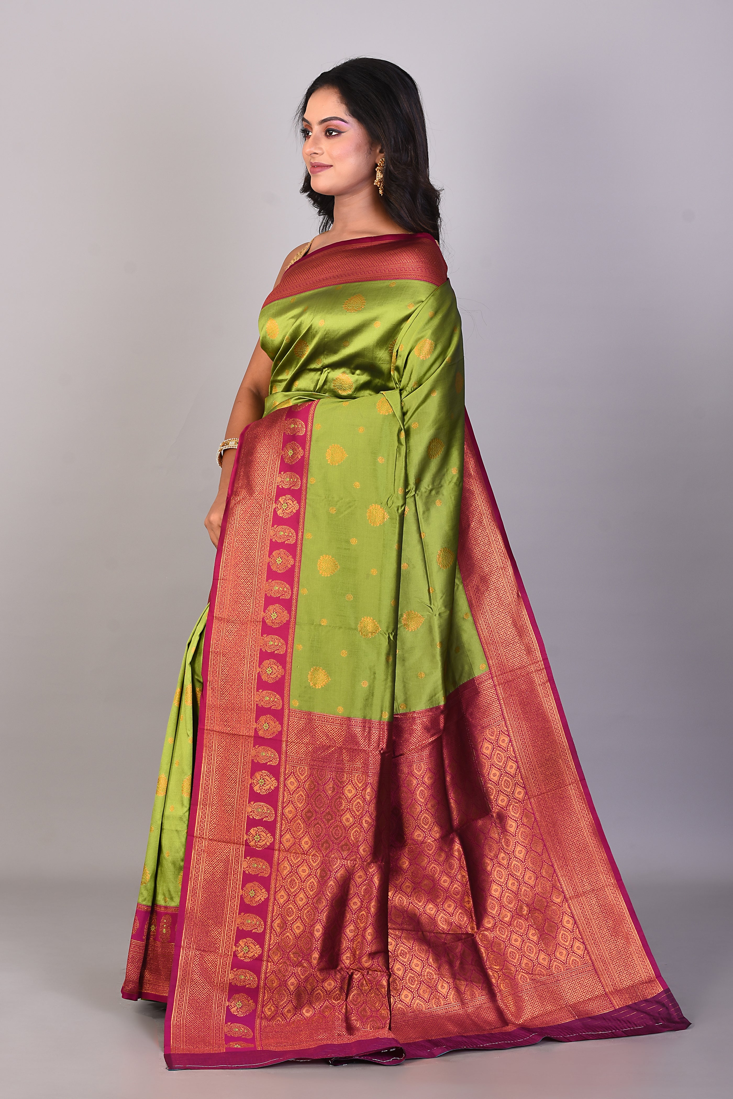 Green Mushroo Silk Saree - Keya Seth Exclusive