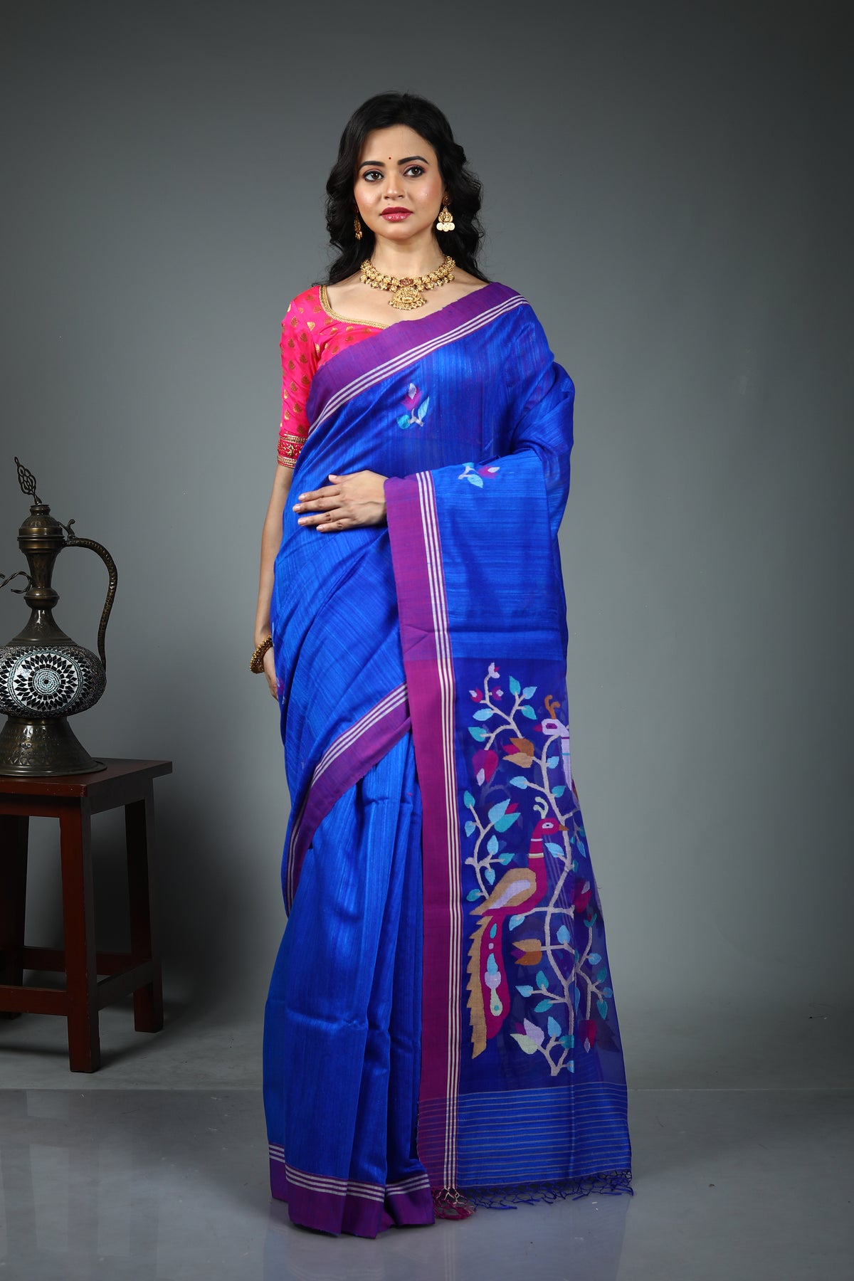 Royal Blue Tussar Saree