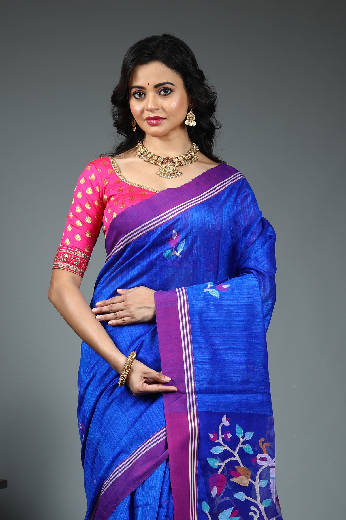 Royal Blue Tussar Saree