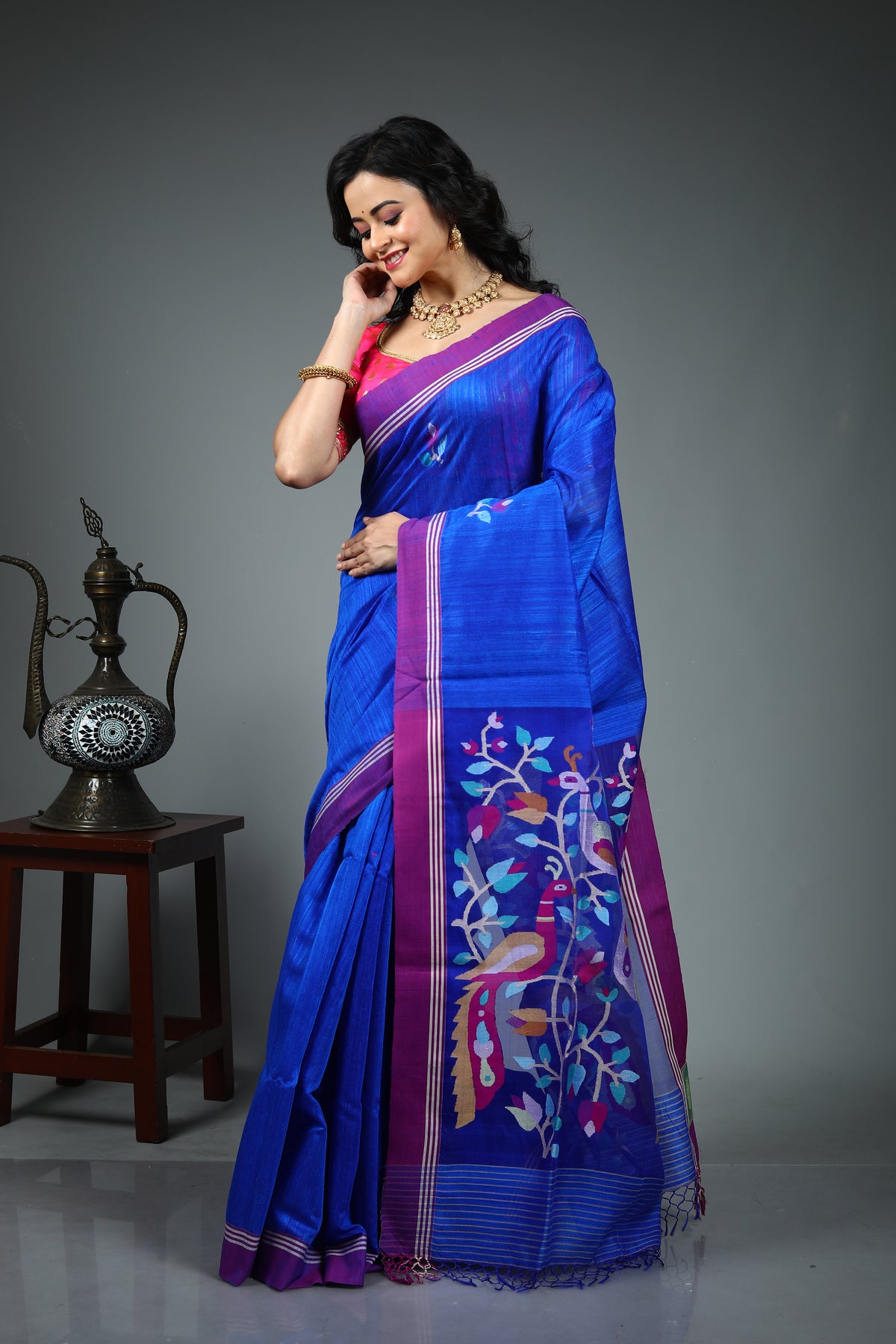 Royal Blue Tussar Saree