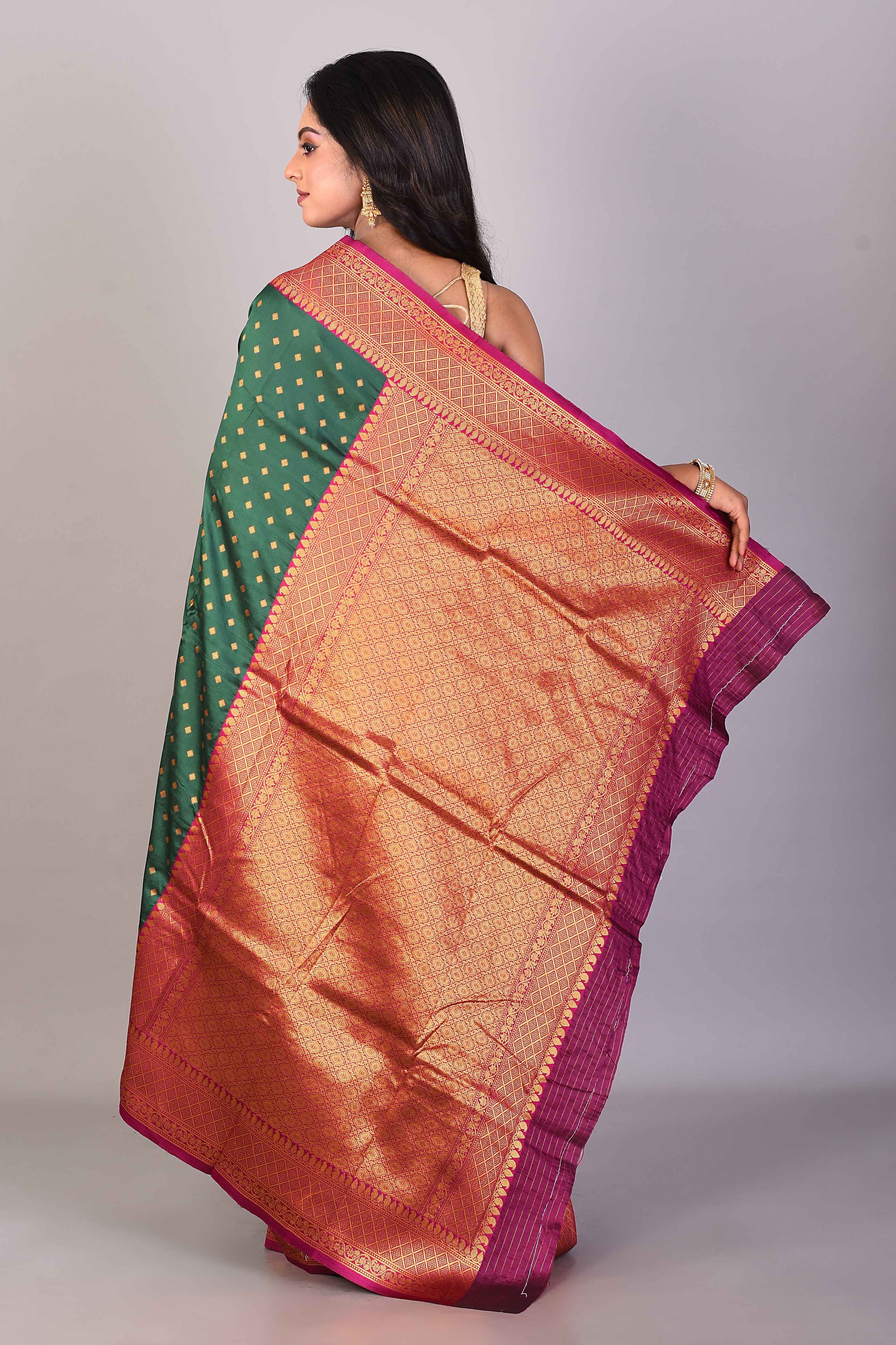 Bottle Green Blended Paithani Silk Saree - Keya Seth Exclusive