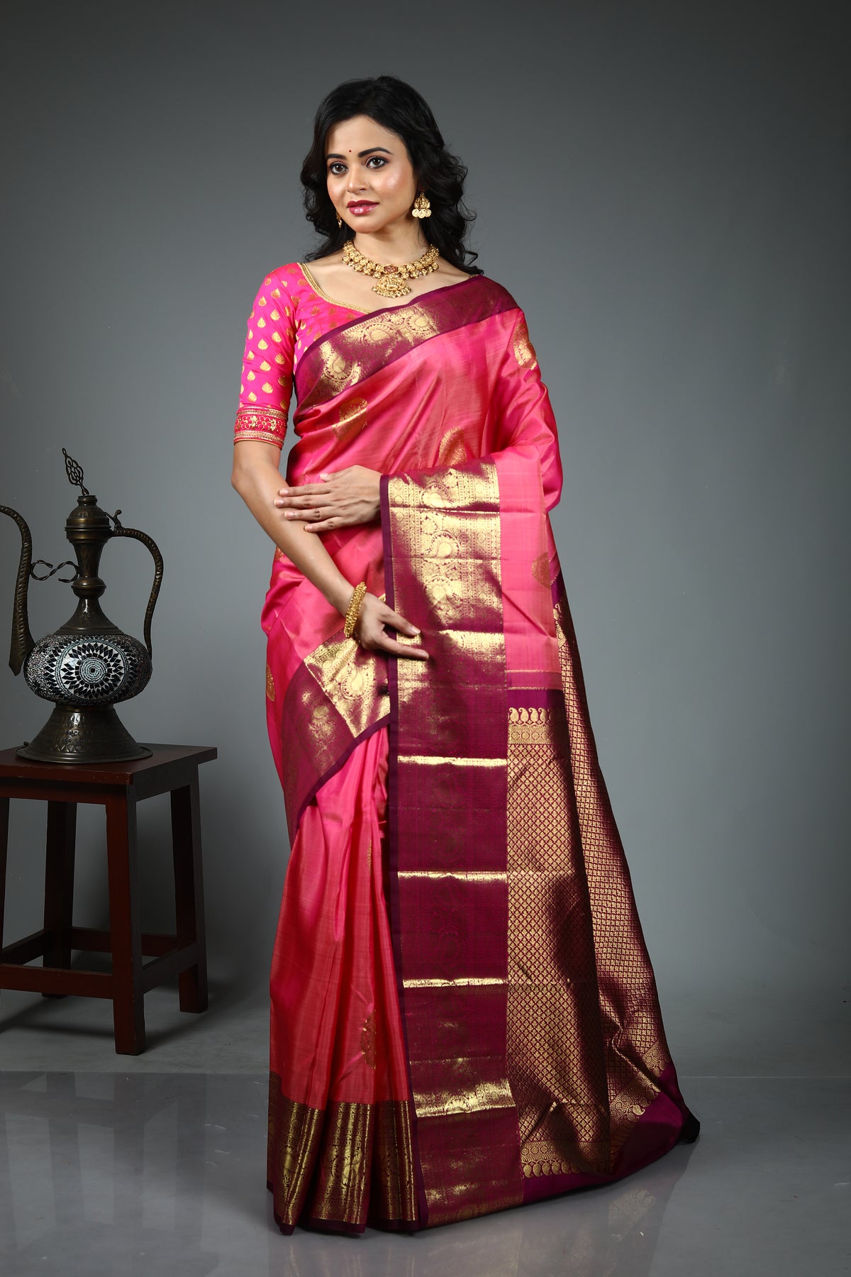 Pink Pure Kanjivaram Silk Saree