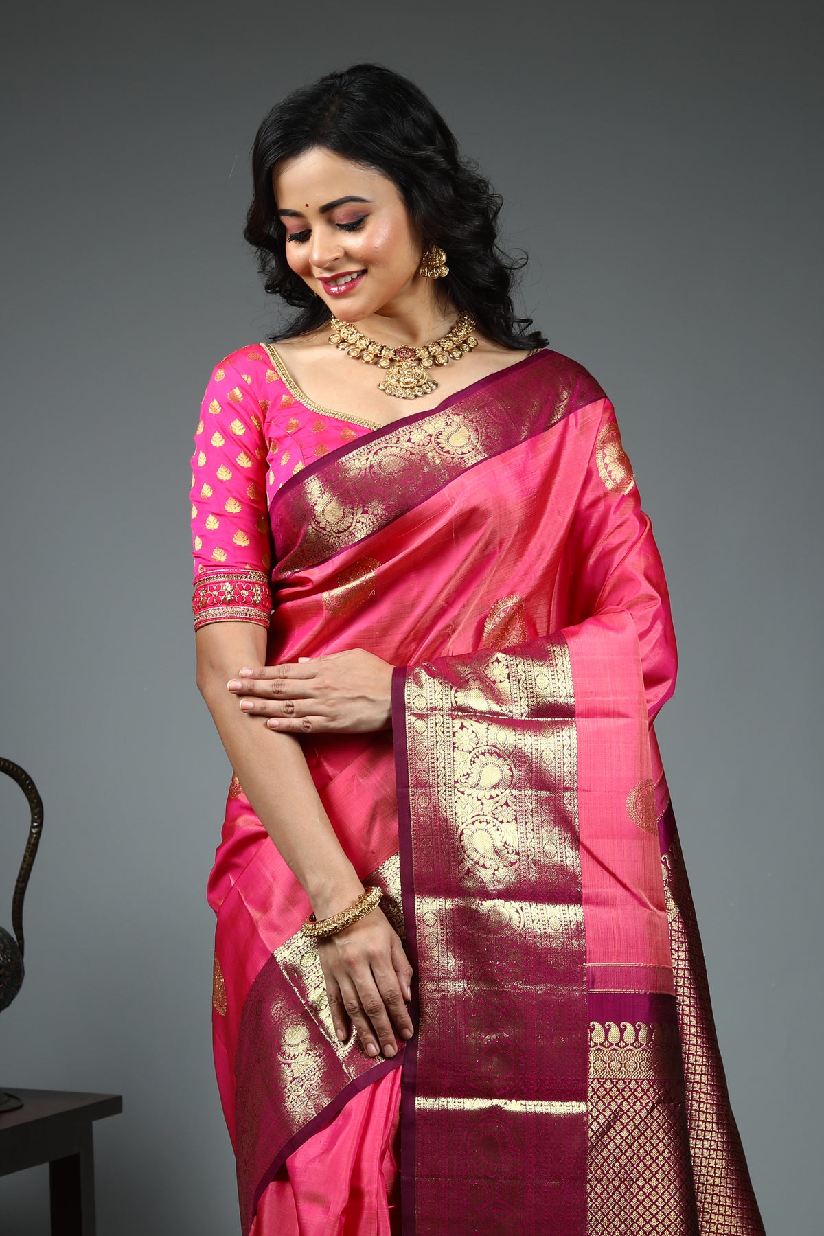 Pink Pure Kanjivaram Silk Saree