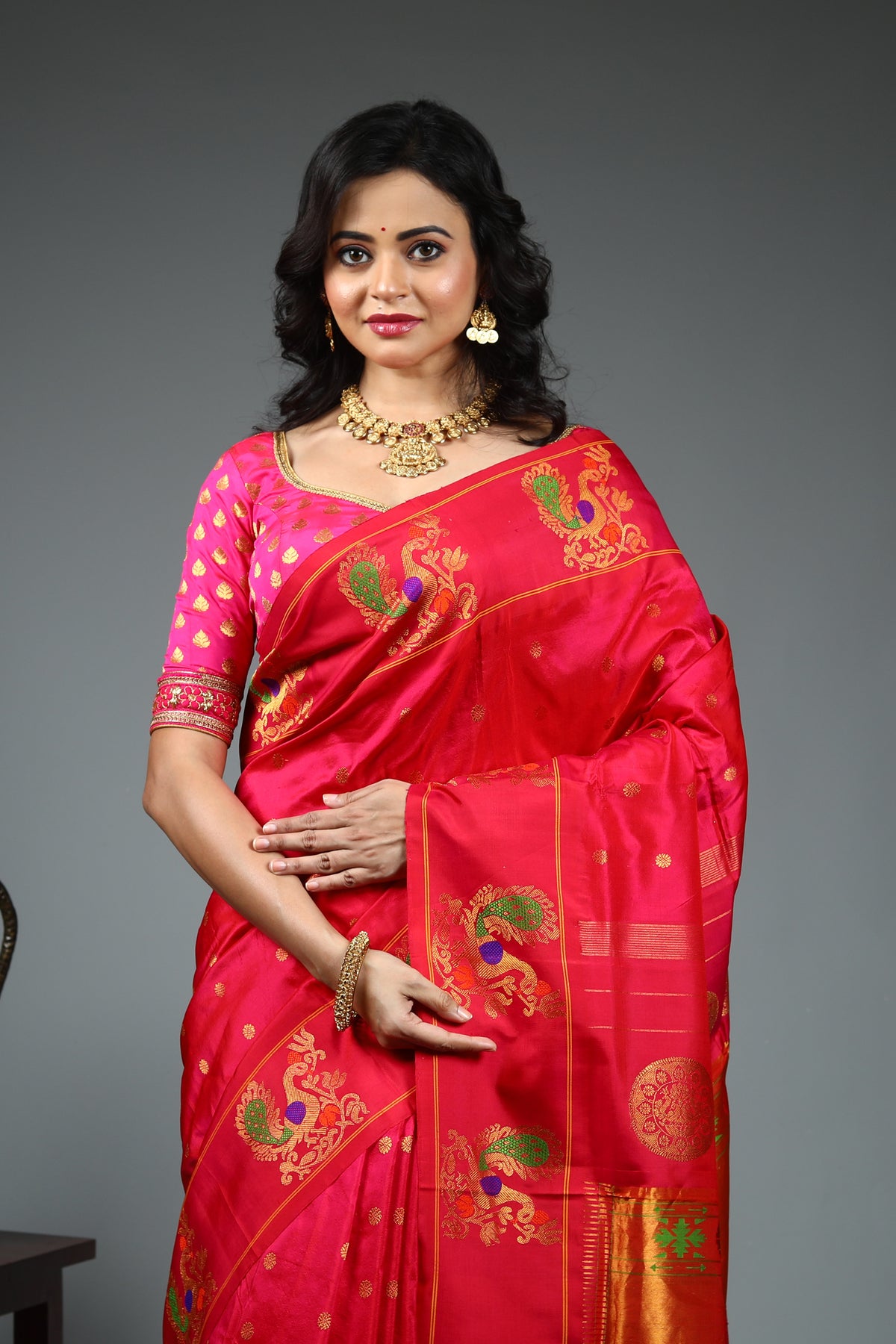 Pink Pure Katan Silk Saree