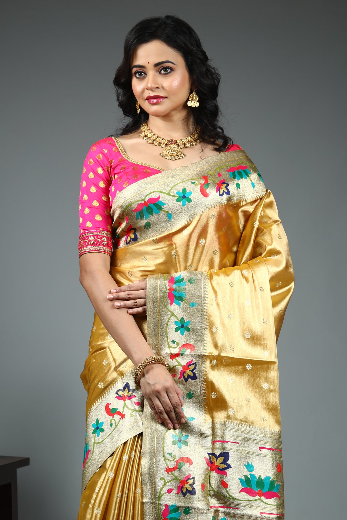 Golden Blended Tissue Saree