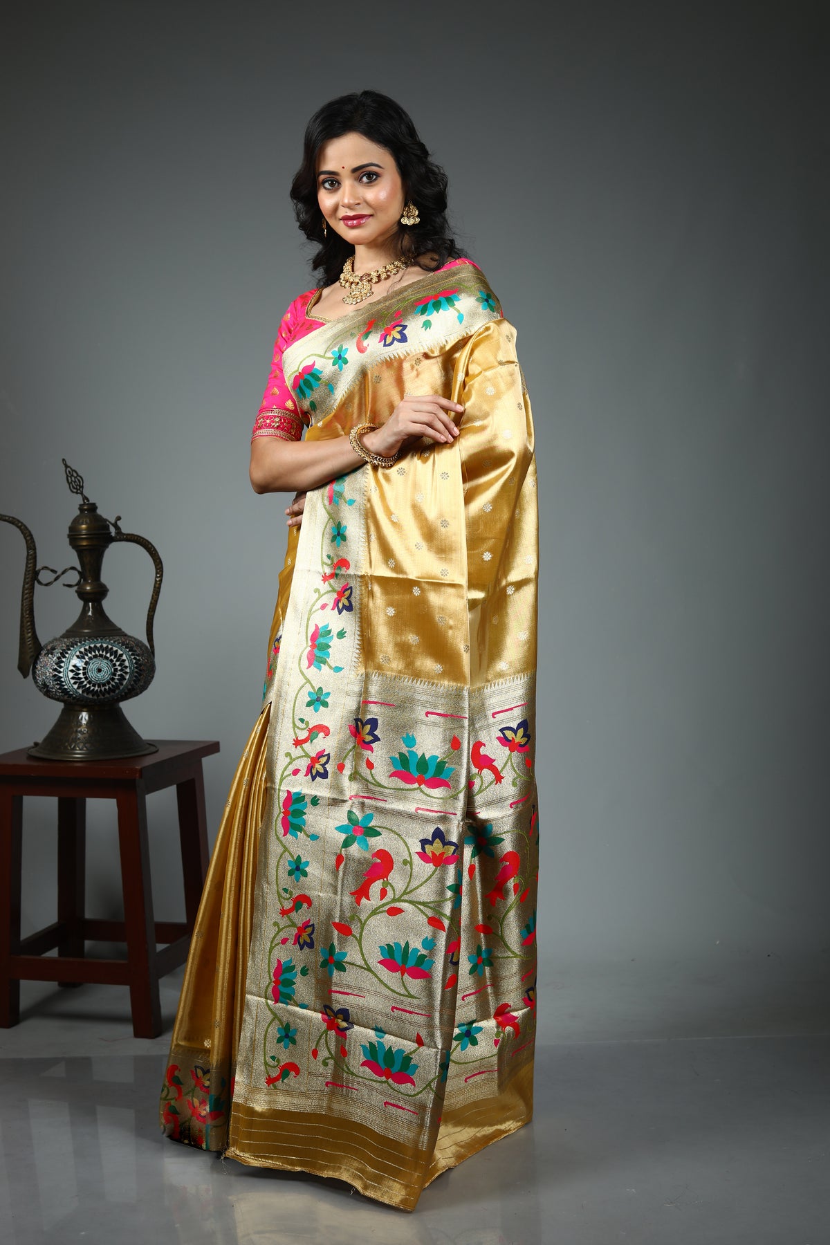 Golden Blended Tissue Saree