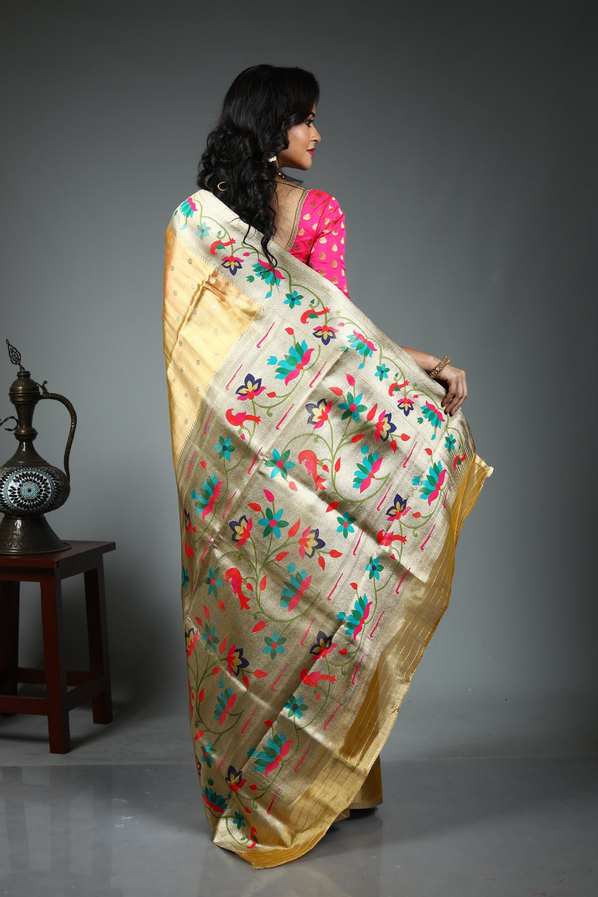 Golden Blended Tissue Saree
