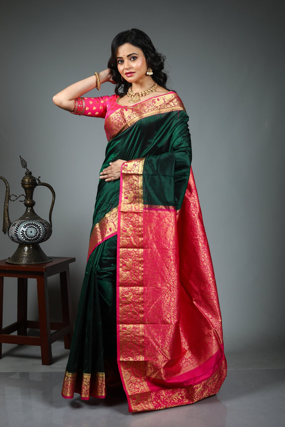 Dark Green Pure Kanjivaram Saree