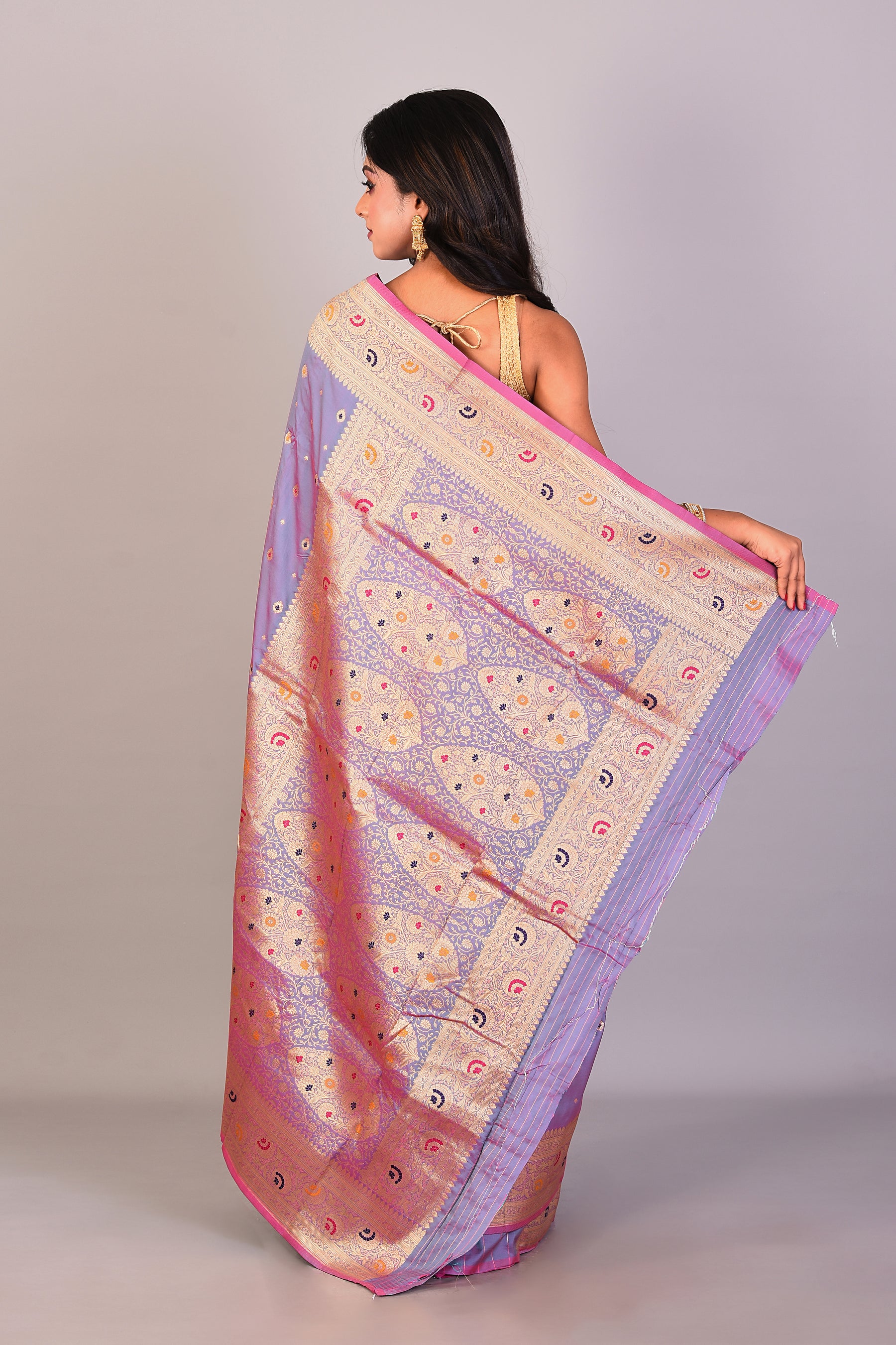 Dual Tone Purple Blended Katan Silk Saree - Keya Seth Exclusive