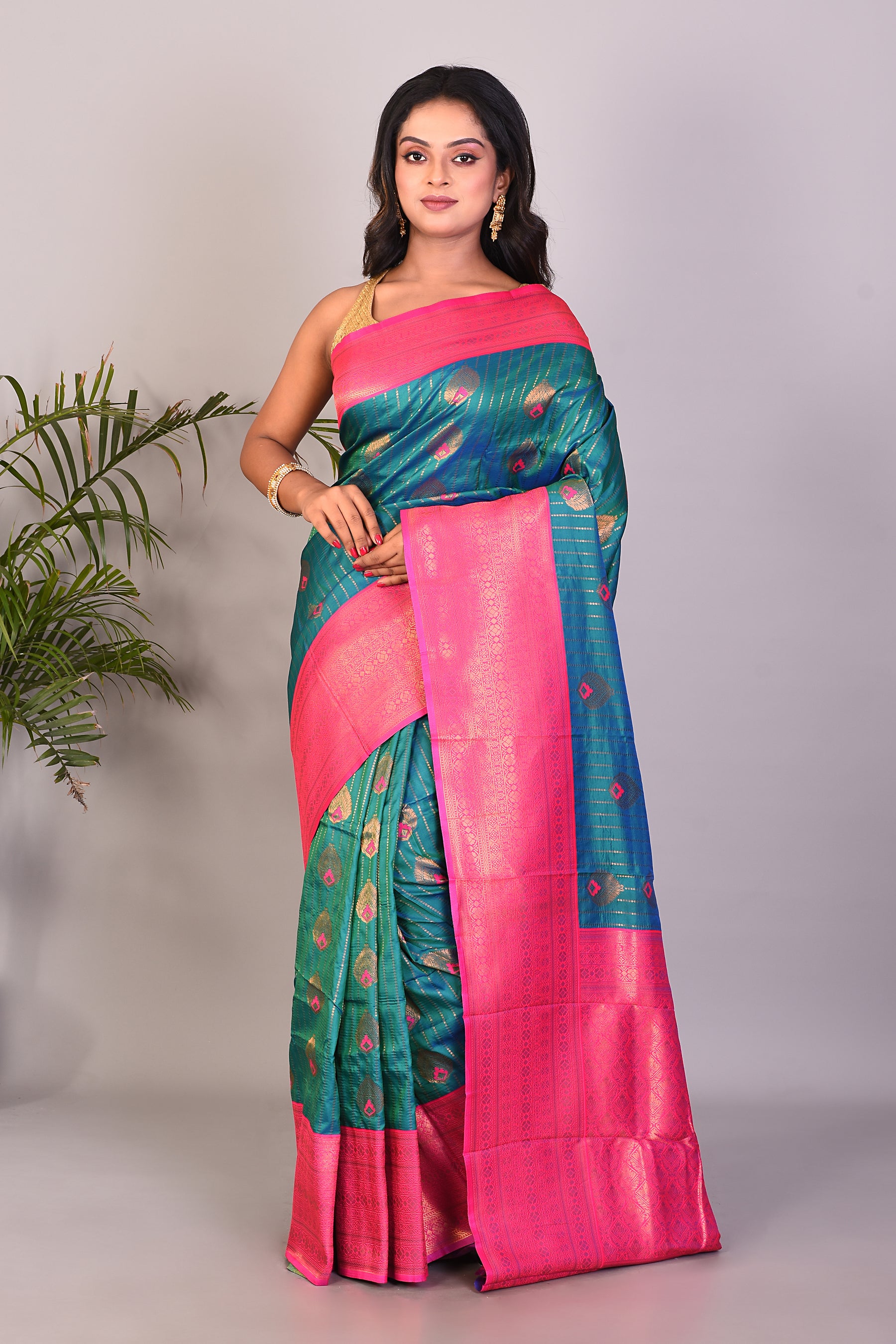 Rama Green Blended Katan Silk Saree - Keya Seth Exclusive