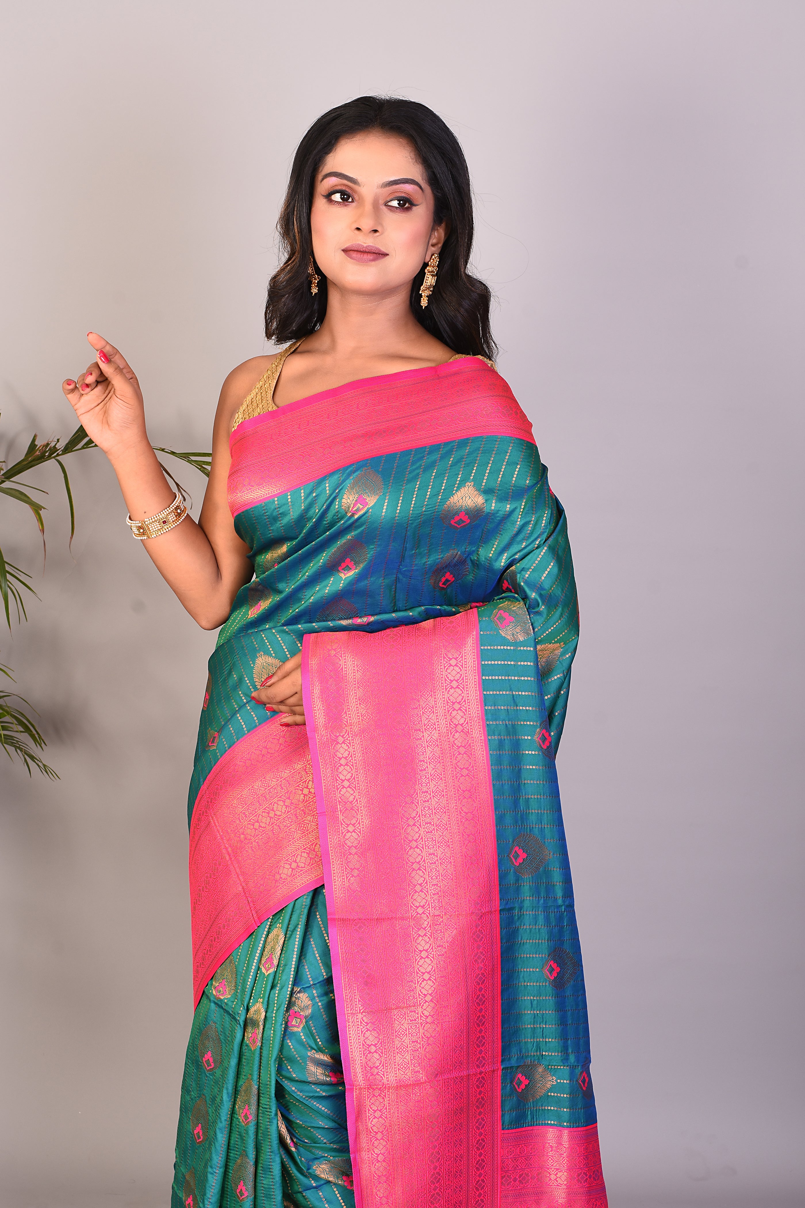 Rama Green Blended Katan Silk Saree - Keya Seth Exclusive