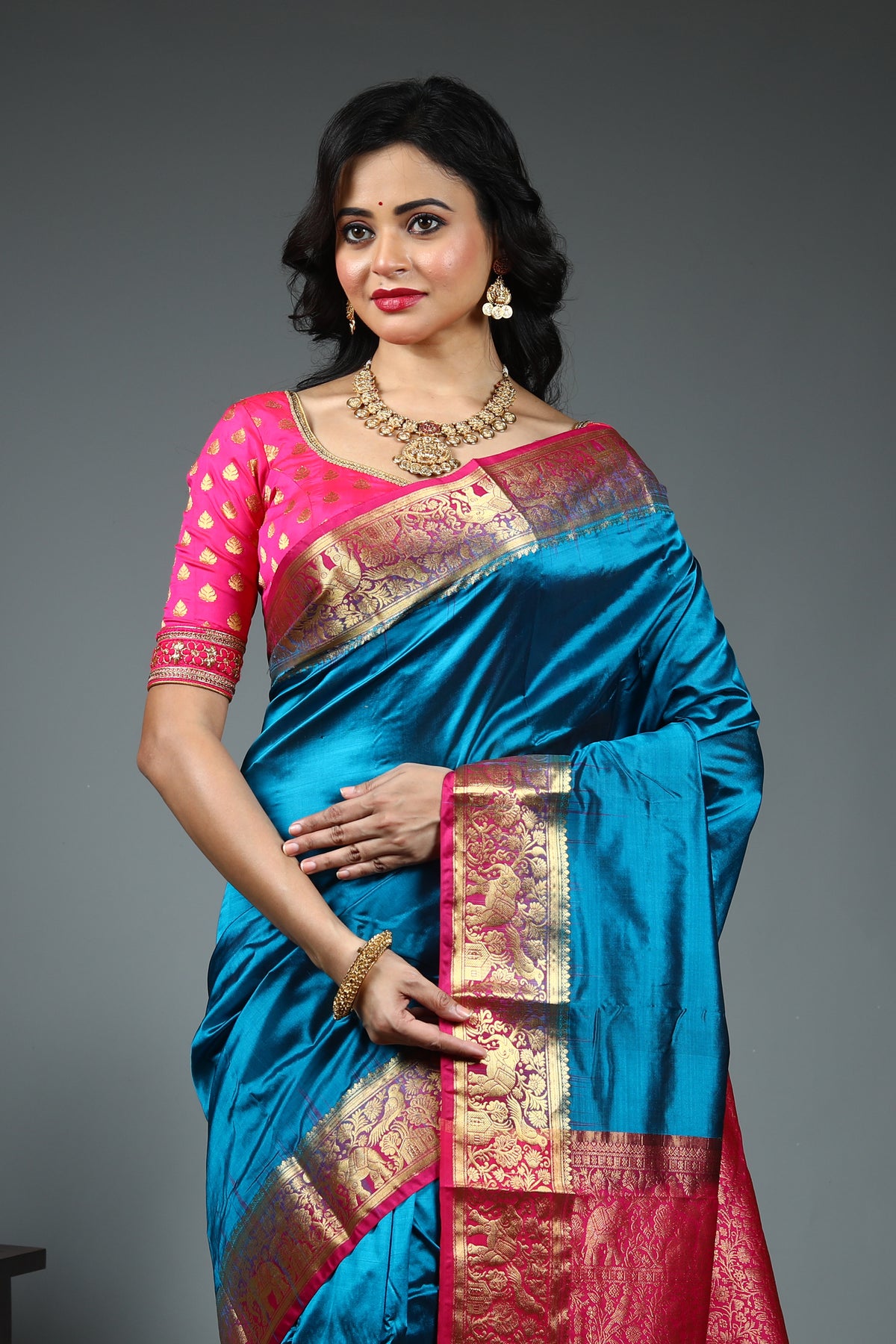 Blue Pure Kanjivaram Silk Saree