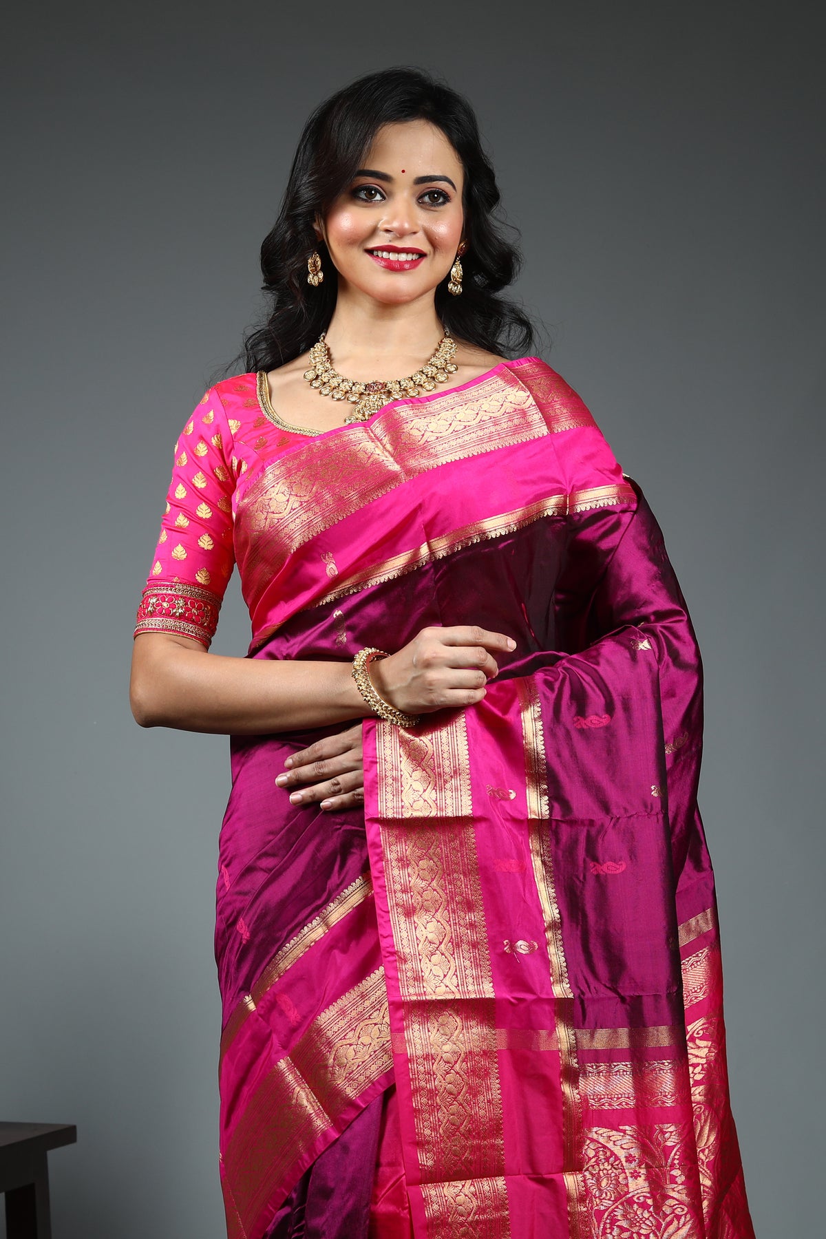 Purple Pure Kanjivaram Silk Saree