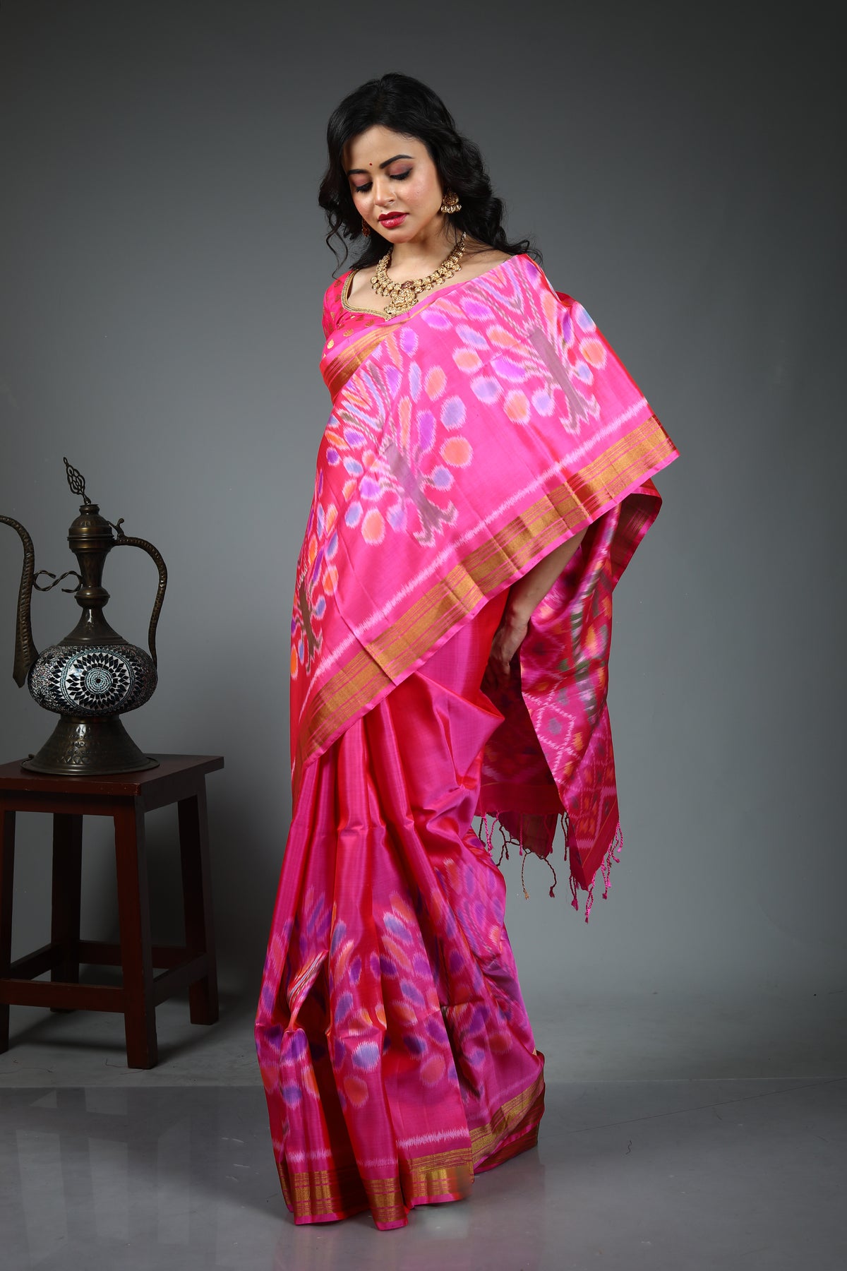 Pink Pure Kalashetra Silk Saree