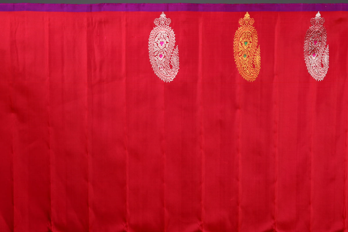 Red Pure Gadwal Silk Saree