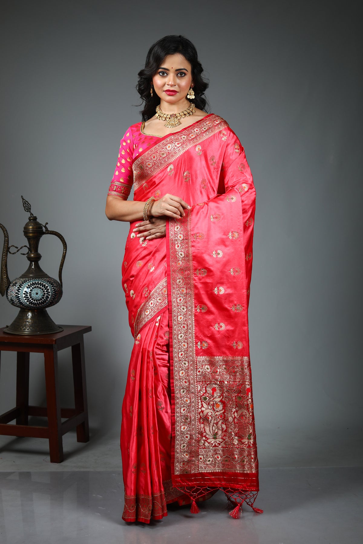 Pink Blended Dola Silk Saree