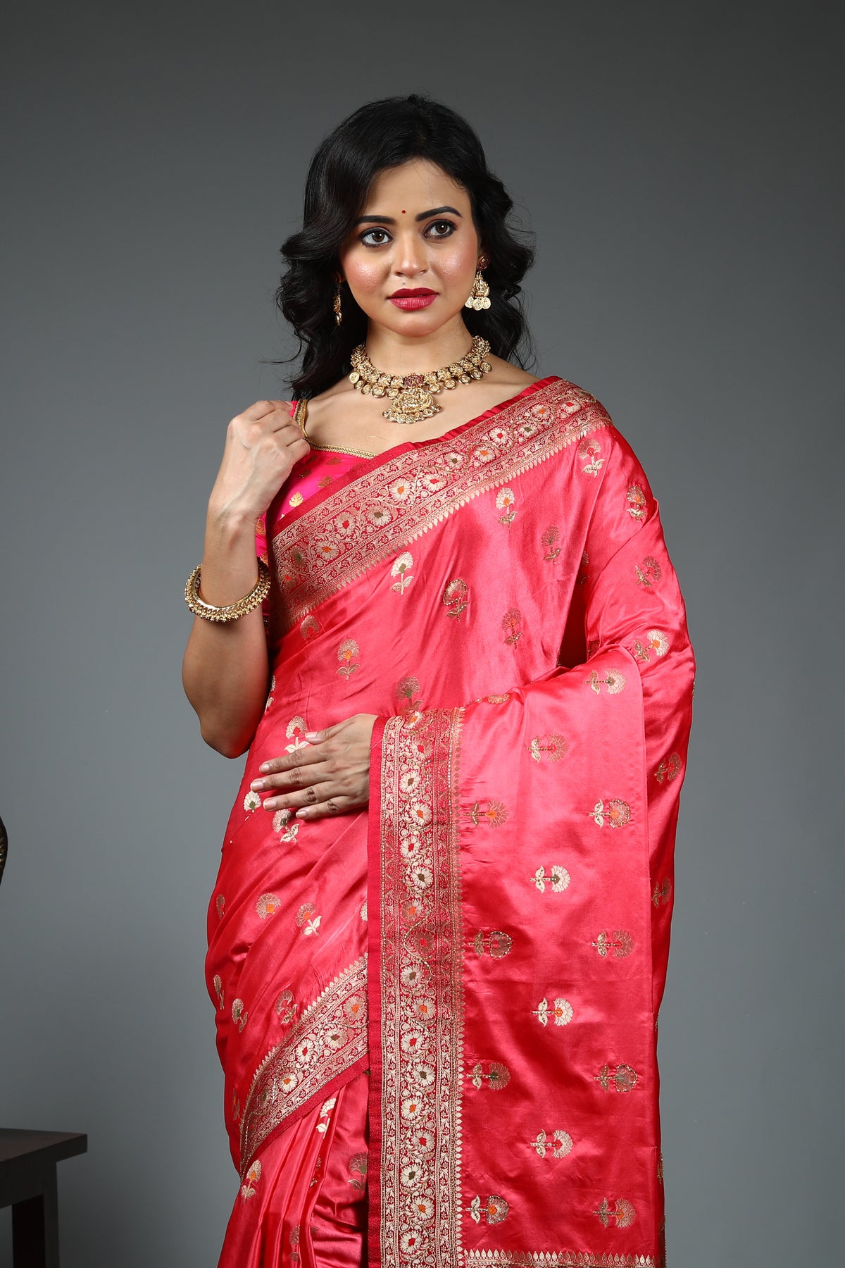 Pink Blended Dola Silk Saree