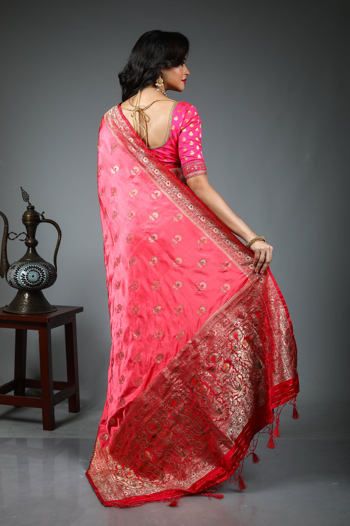 Pink Blended Dola Silk Saree