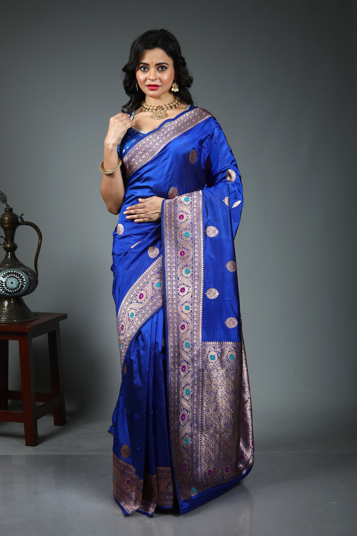 Royal Blue Pure Katan Silk Saree