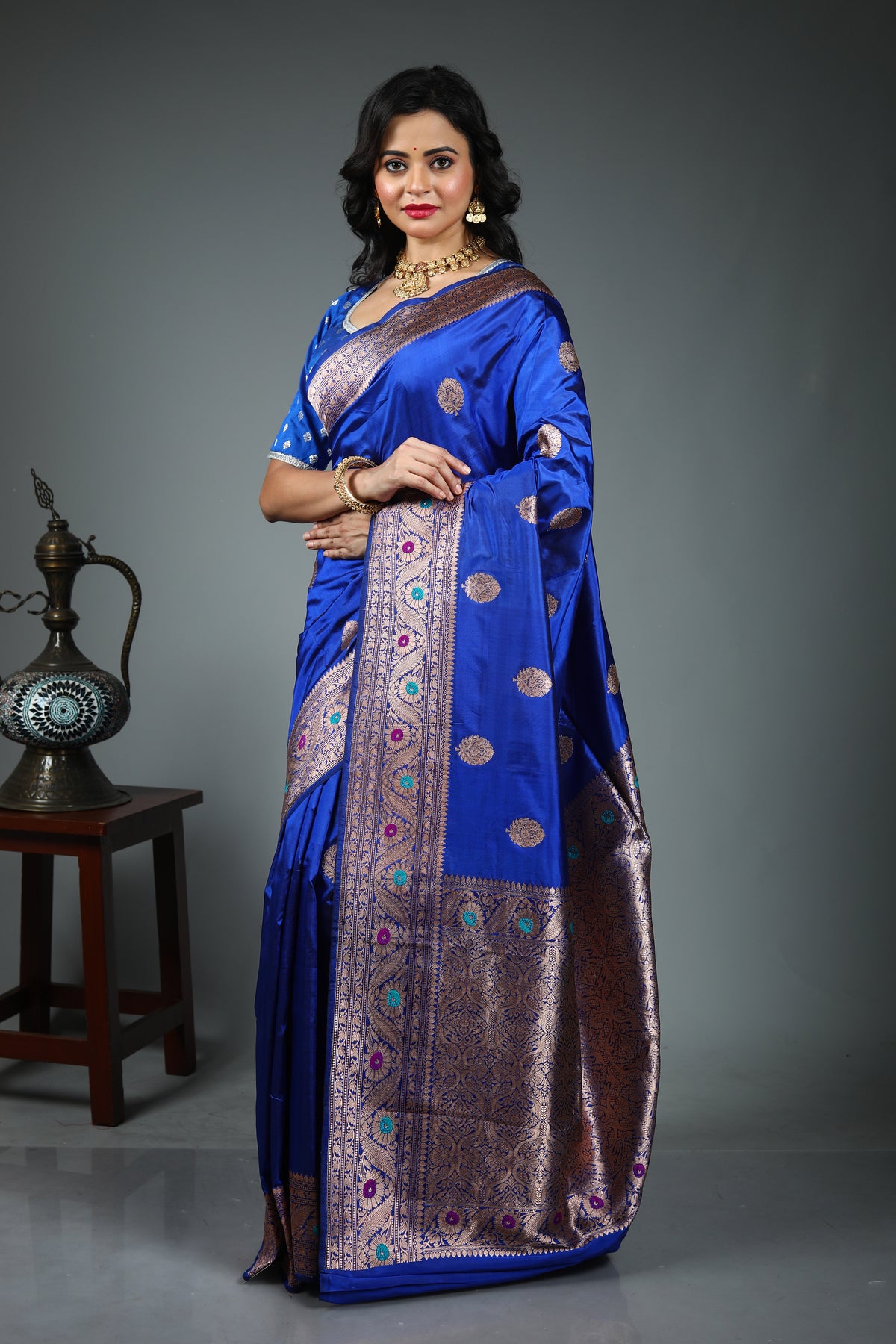 Royal Blue Pure Katan Silk Saree