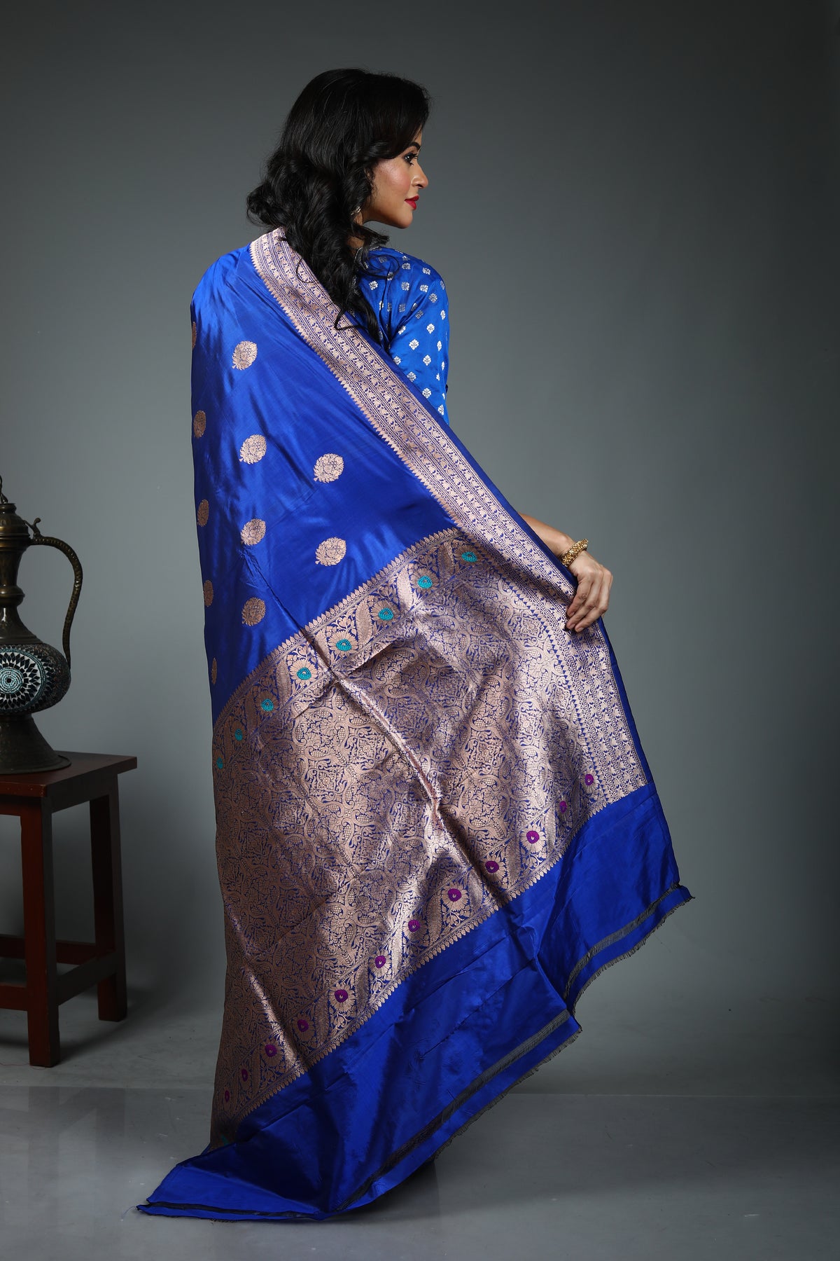 Royal Blue Pure Katan Silk Saree