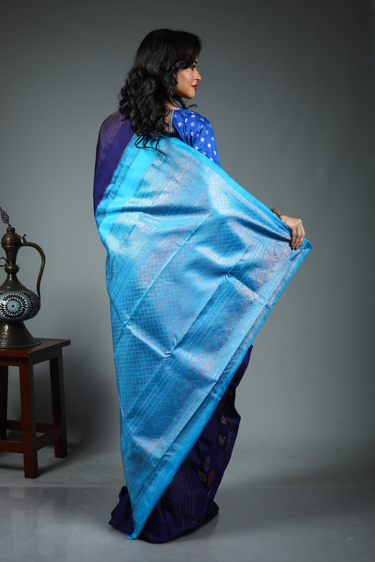 Navy Blue Pure Kanjivaram Silk Saree