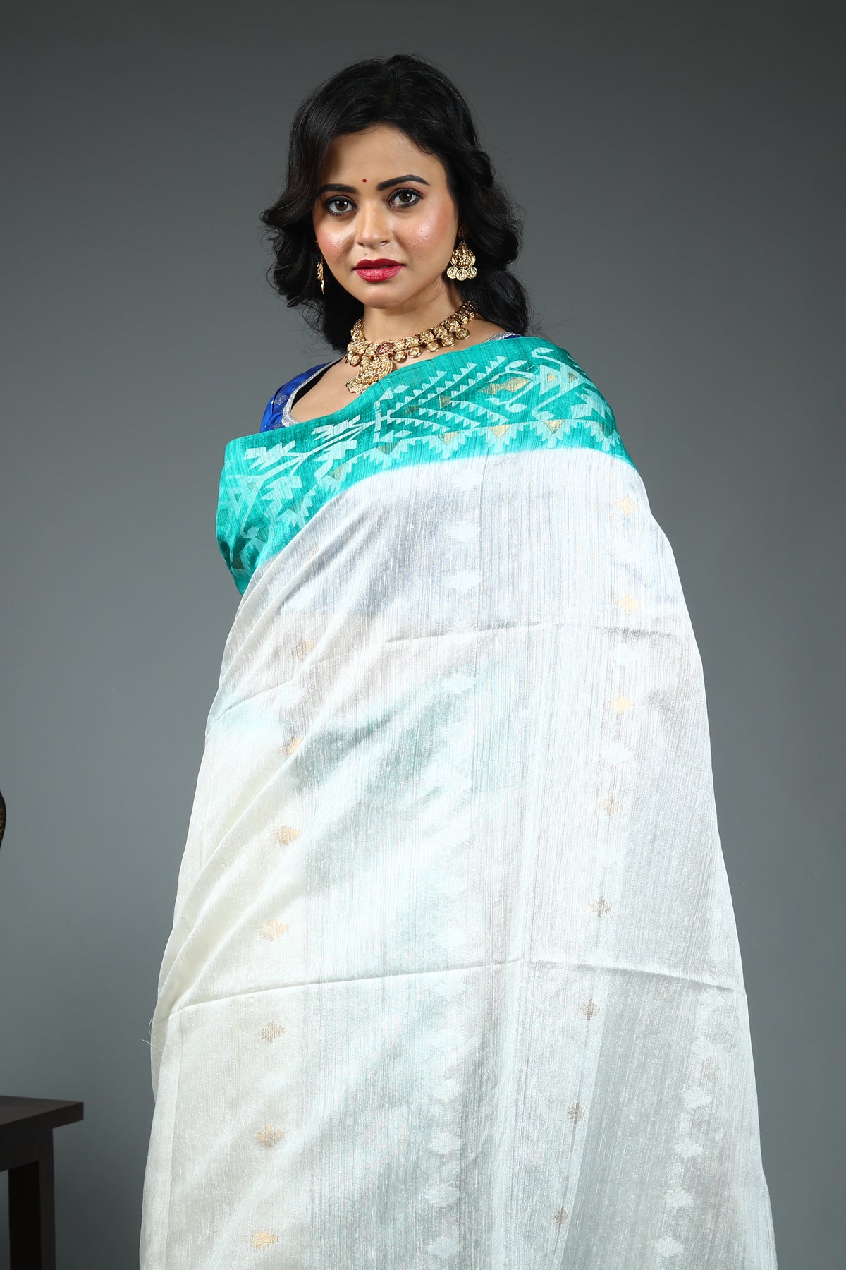 White Kalashetra Saree