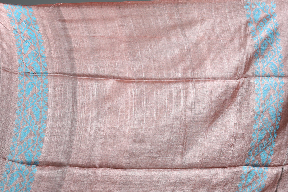 Peach Tussar Saree
