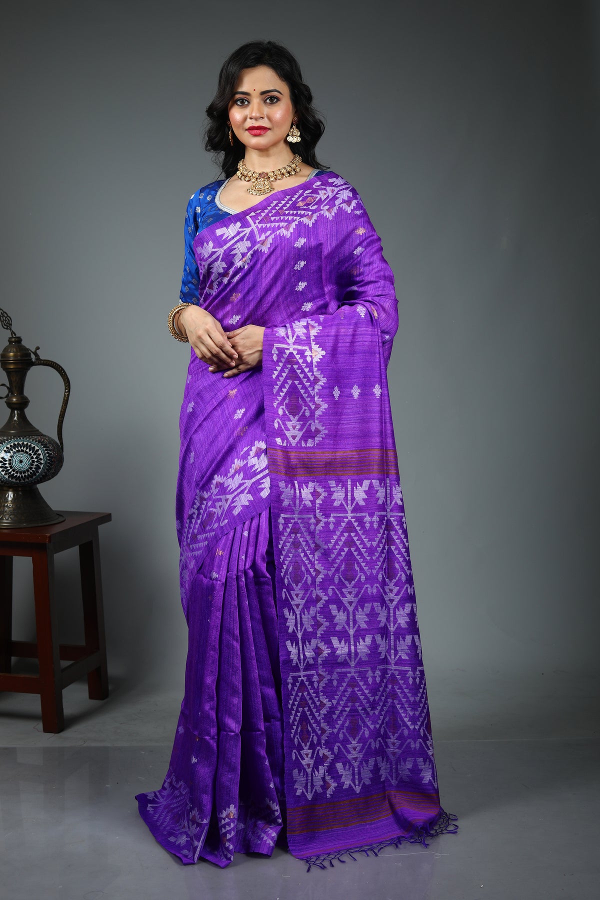 Purple Tussar Saree