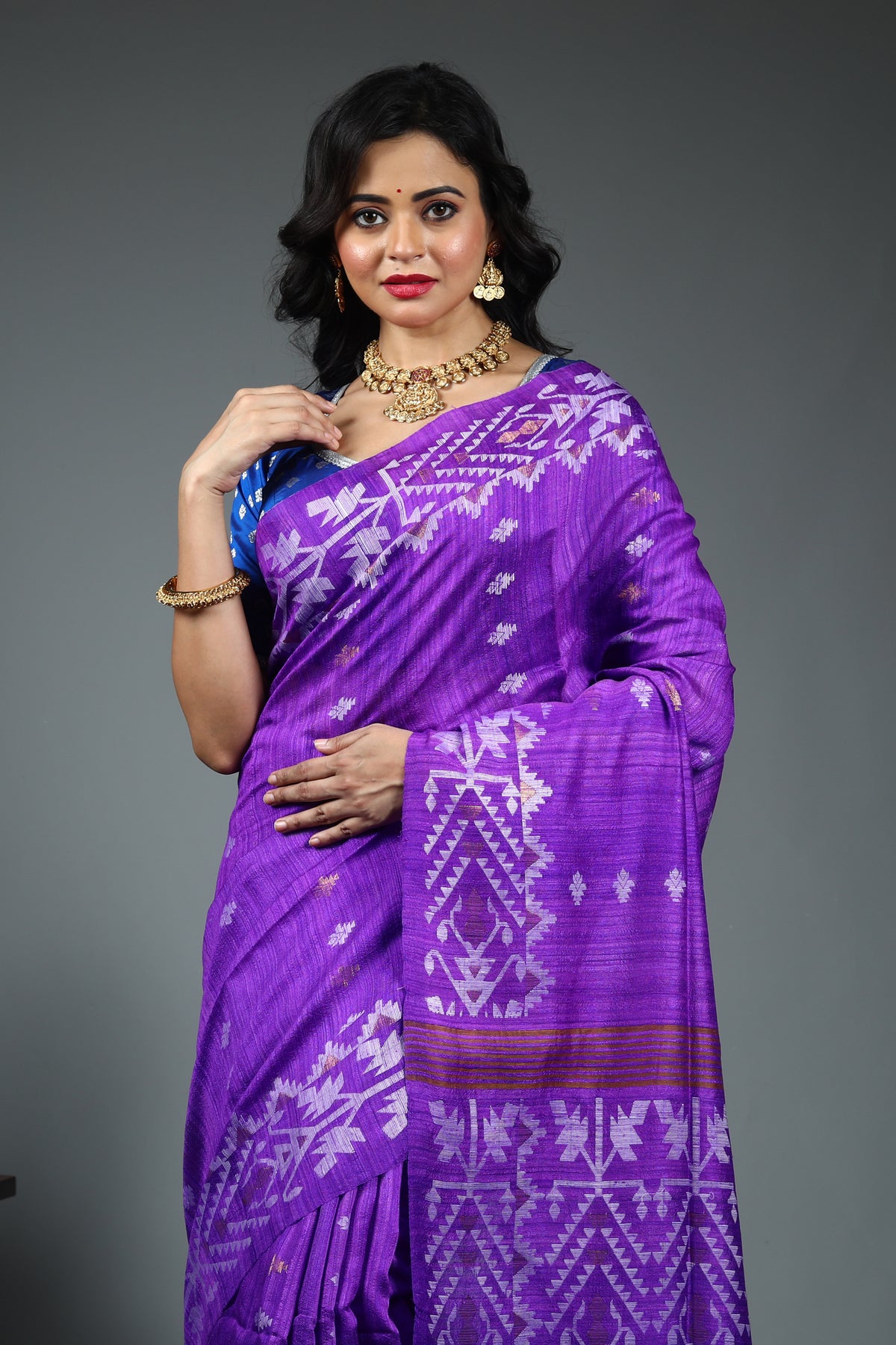Purple Tussar Saree