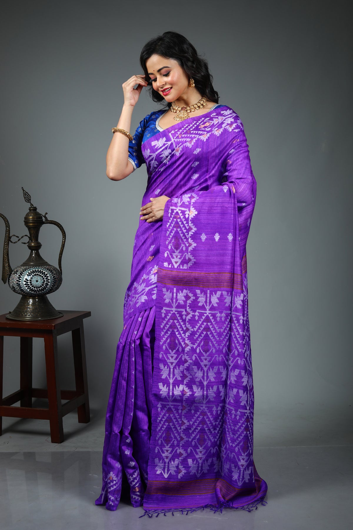 Purple Tussar Saree